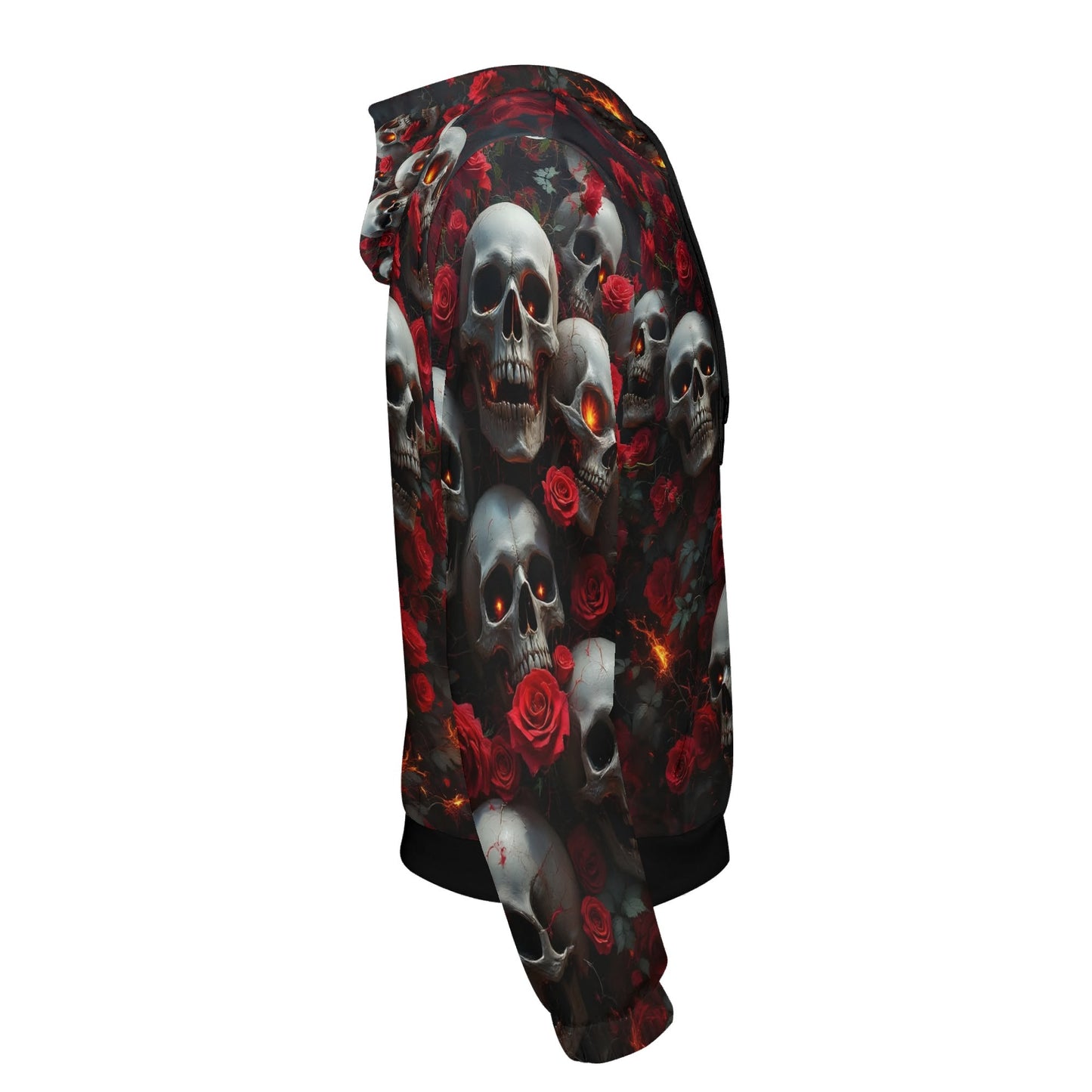Loud and Lethal A Dance Among the Shadows Cotton Terry hoodie featuring skulls and red roses design