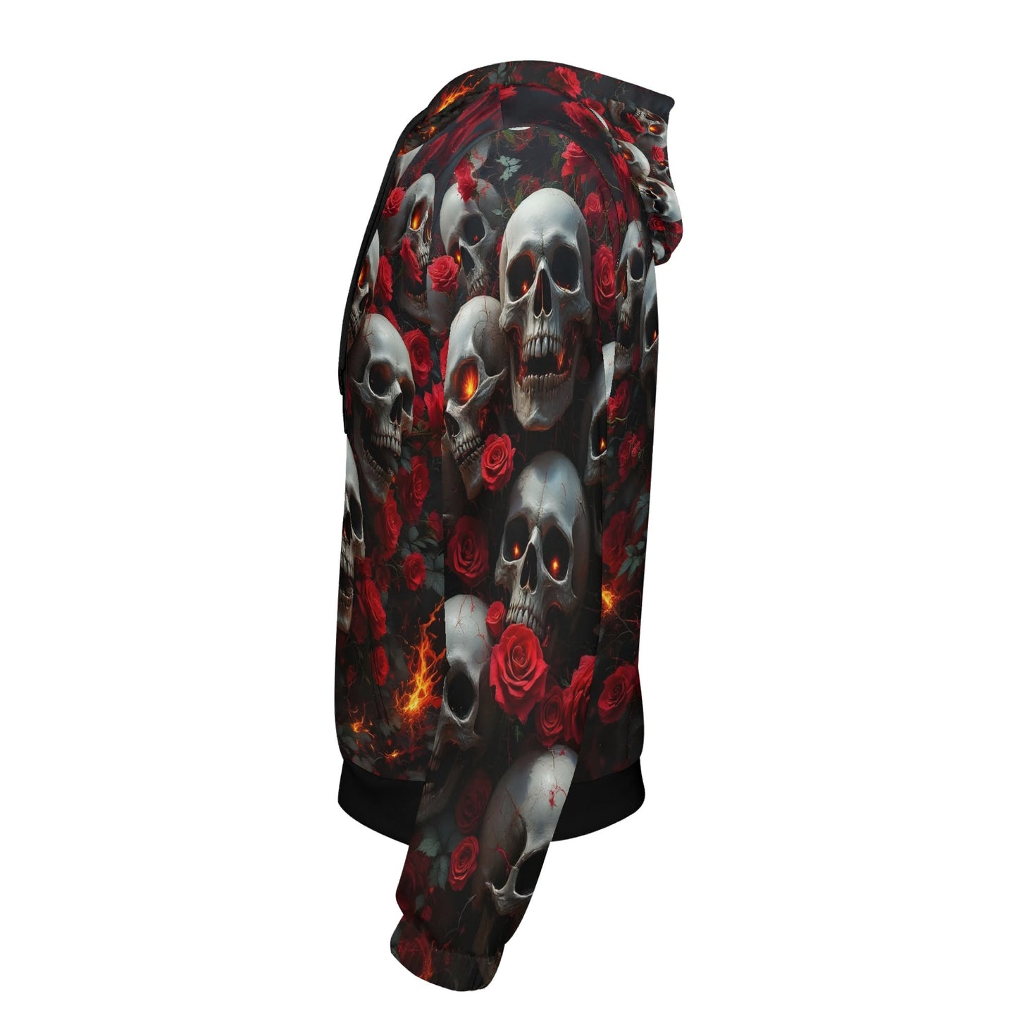 Loud and Lethal A Dance Among the Shadows Cotton Terry hoodie with skull and red rose graphic design