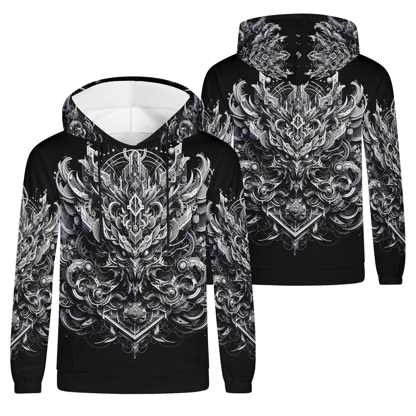 Beast in Motion Cotton Terry hoodie by Loud and Lethal featuring black detailed dragon design unisex hoodie