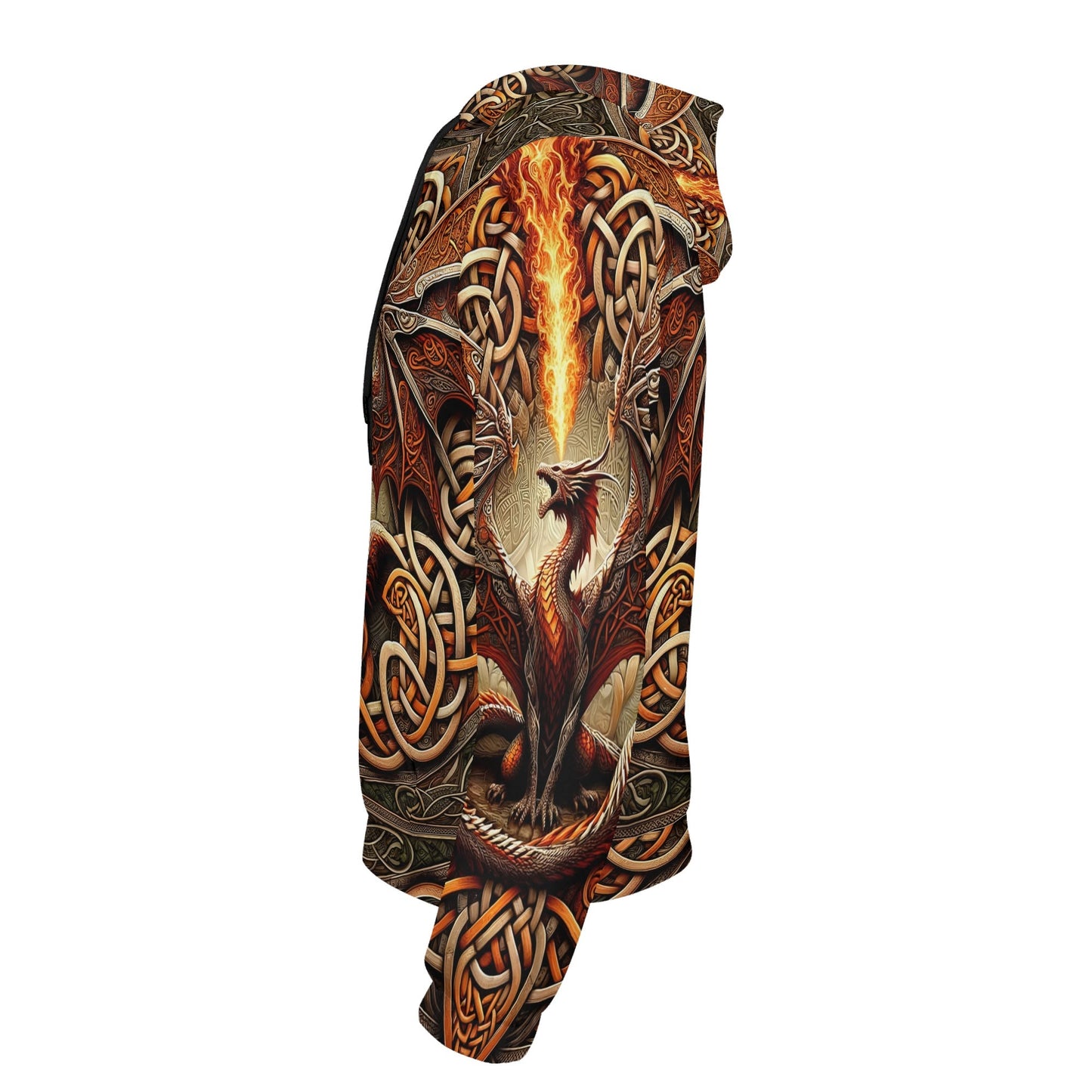 Loud and Lethal Braided Fury Cotton Terry Hoodie featuring fiery dragon and intricate braided designs