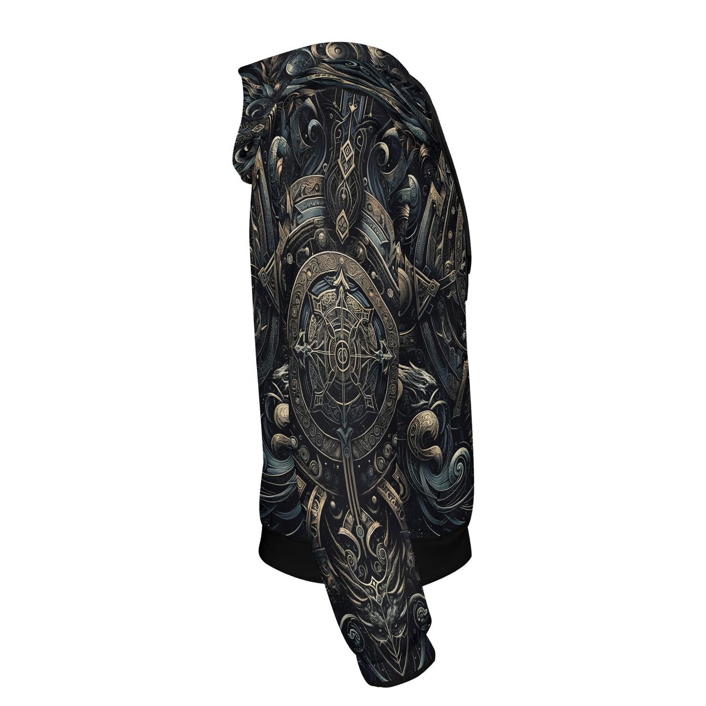 Loud and Lethal Chronicles of the Ether Cotton Terry Hoodie with intricate dark fantasy armor design