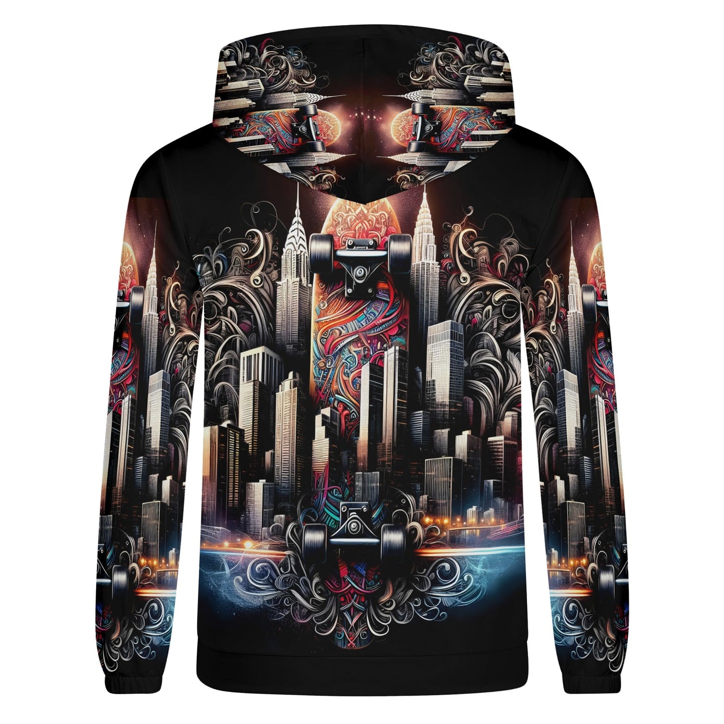 Loud and Lethal City Skate poly French terry hoodie with vibrant urban skate and cityscape graphic design