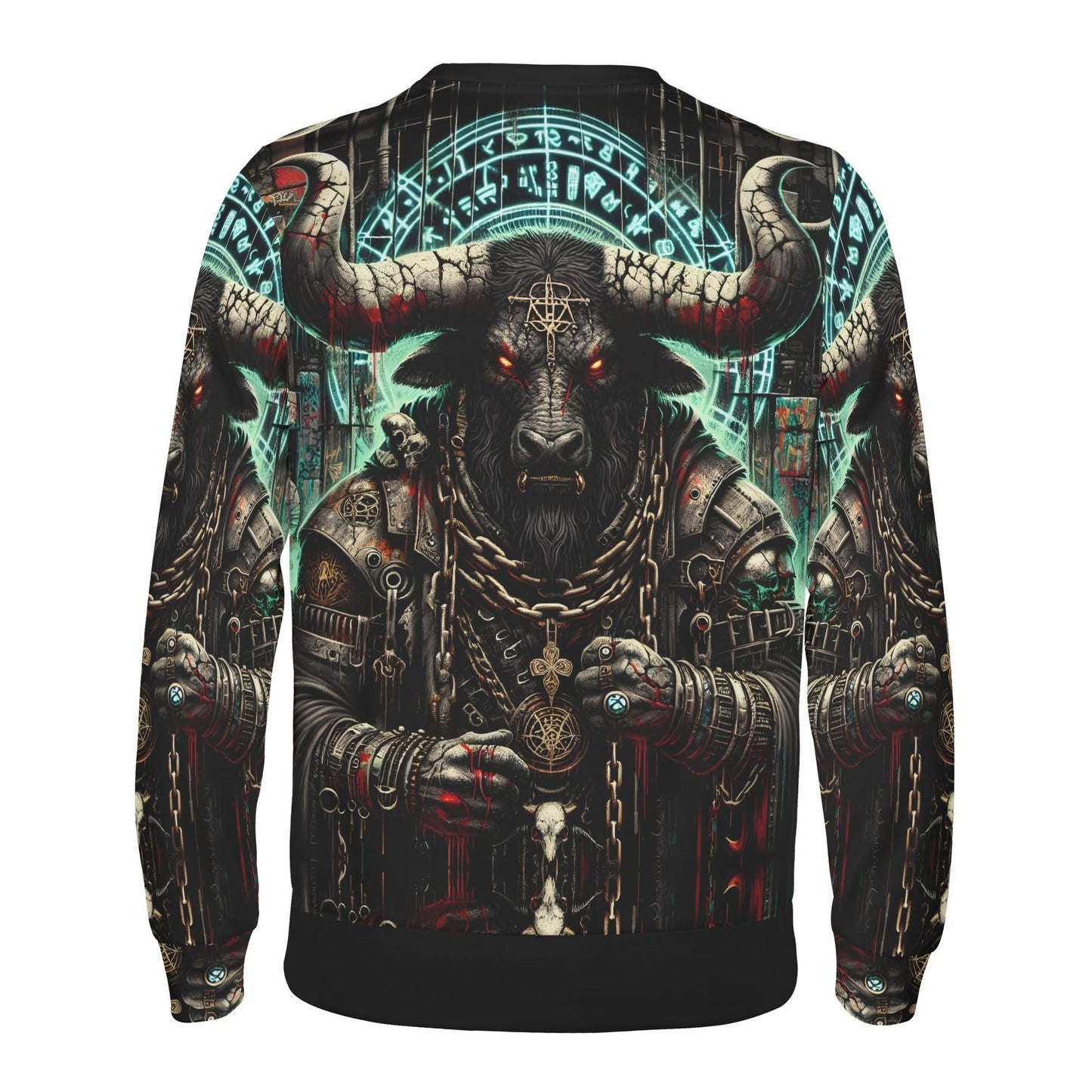 Mythical Monsters Minotaur Poly French Terry Sweatshirt unisex sweater with dark horned minotaur back print