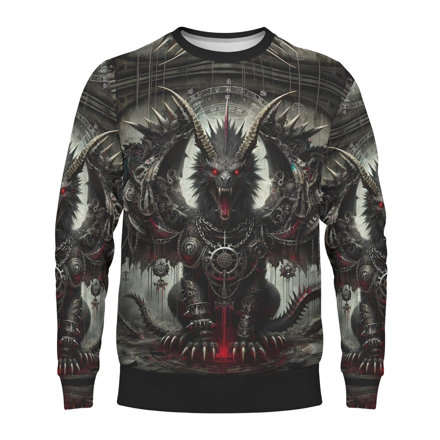 Loud and Lethal unisex Mythical Monsters Manticore Cotton Terry Sweatshirt with detailed dark manticore graphic