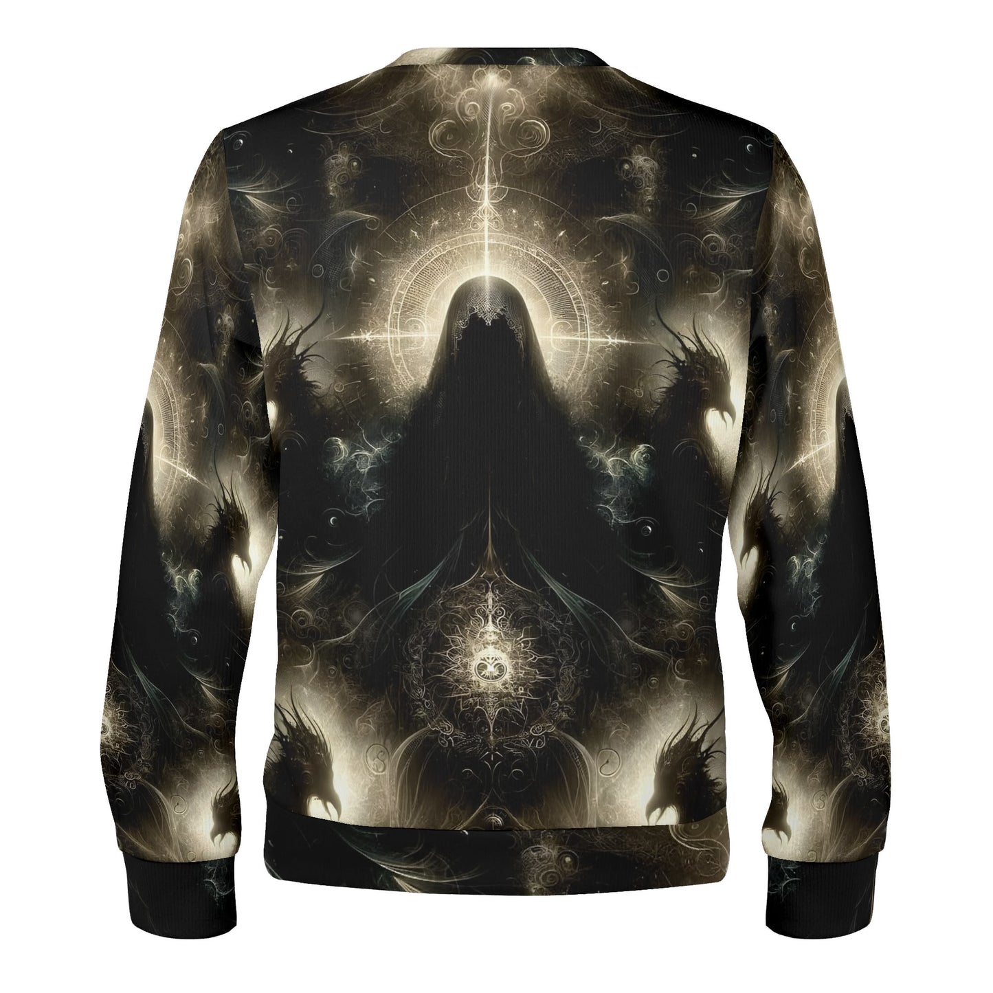 Loud and Lethal Keeper of the Obsidian Wings Poly French Terry Sweatshirt unisex sweater with dark ornate winged halo design