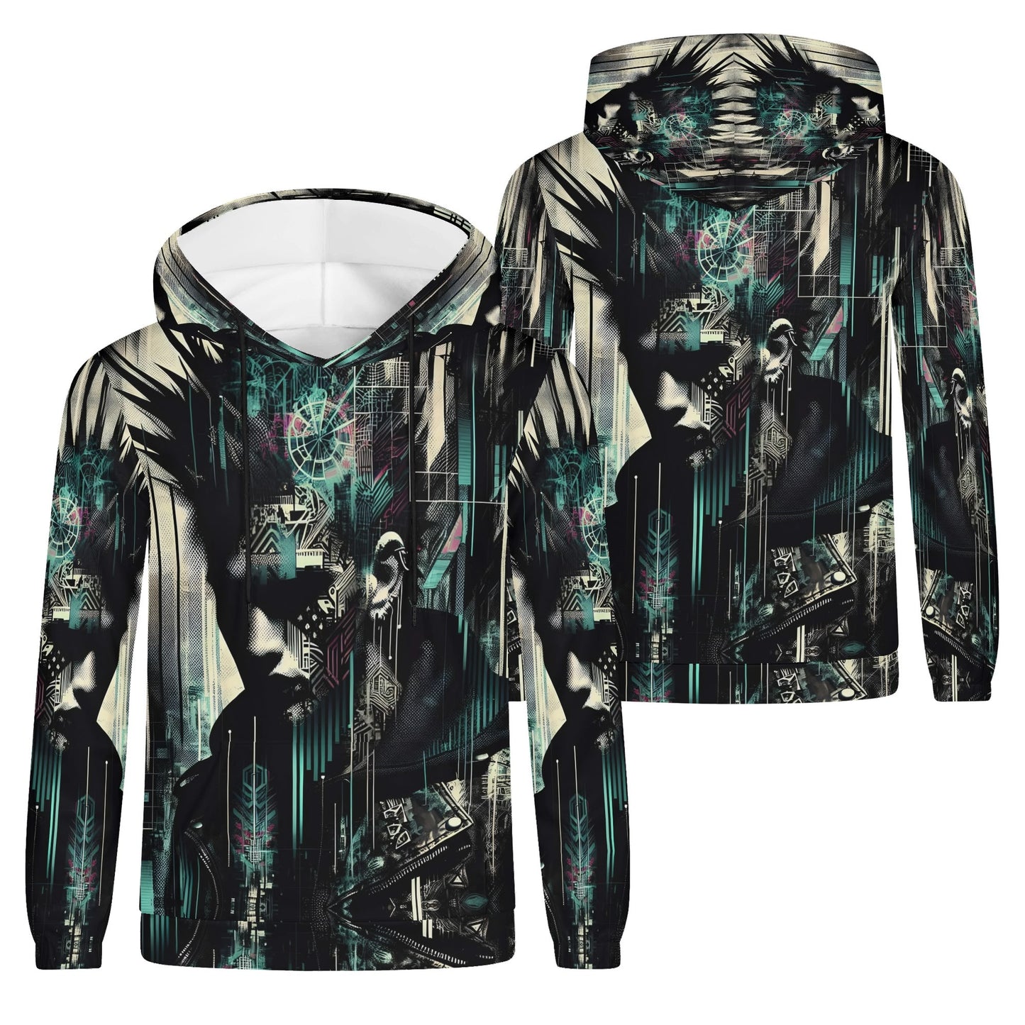 Loud and Lethal unisex distorted dreams cotton terry hoodie with abstract futuristic digital art print