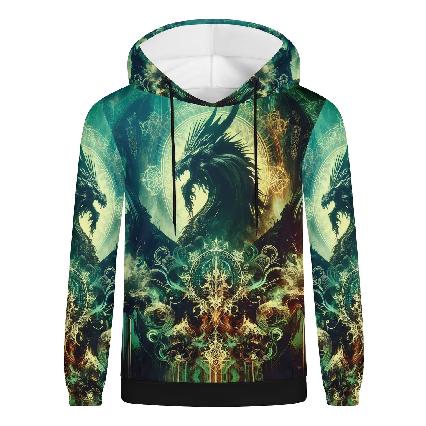 Loud and Lethal Dragons Domain cotton terry hoodie with detailed dragon graphic and mystical design
