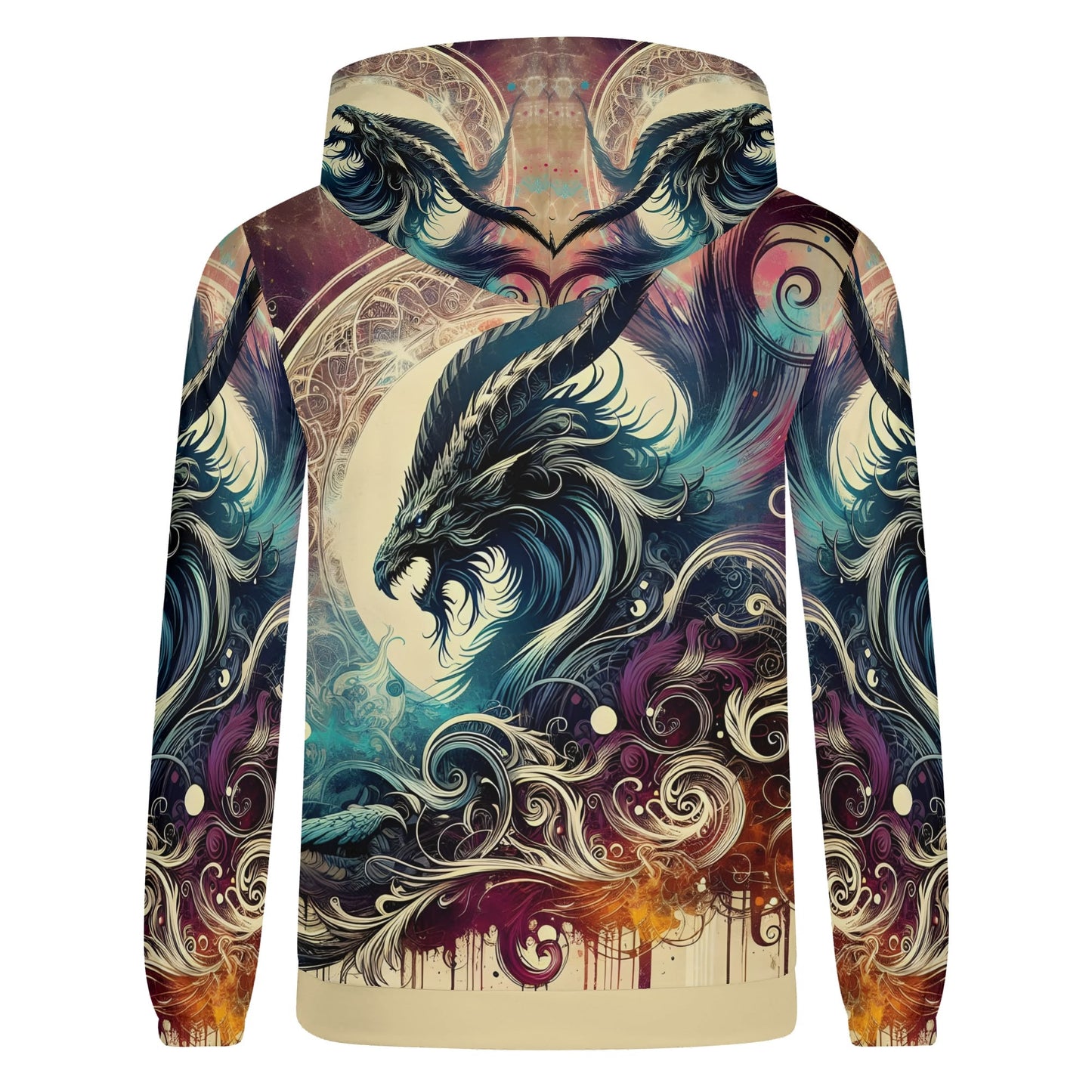 Loud and Lethal Dragons Fury cotton terry hoodie with intricate dragon and swirling art design