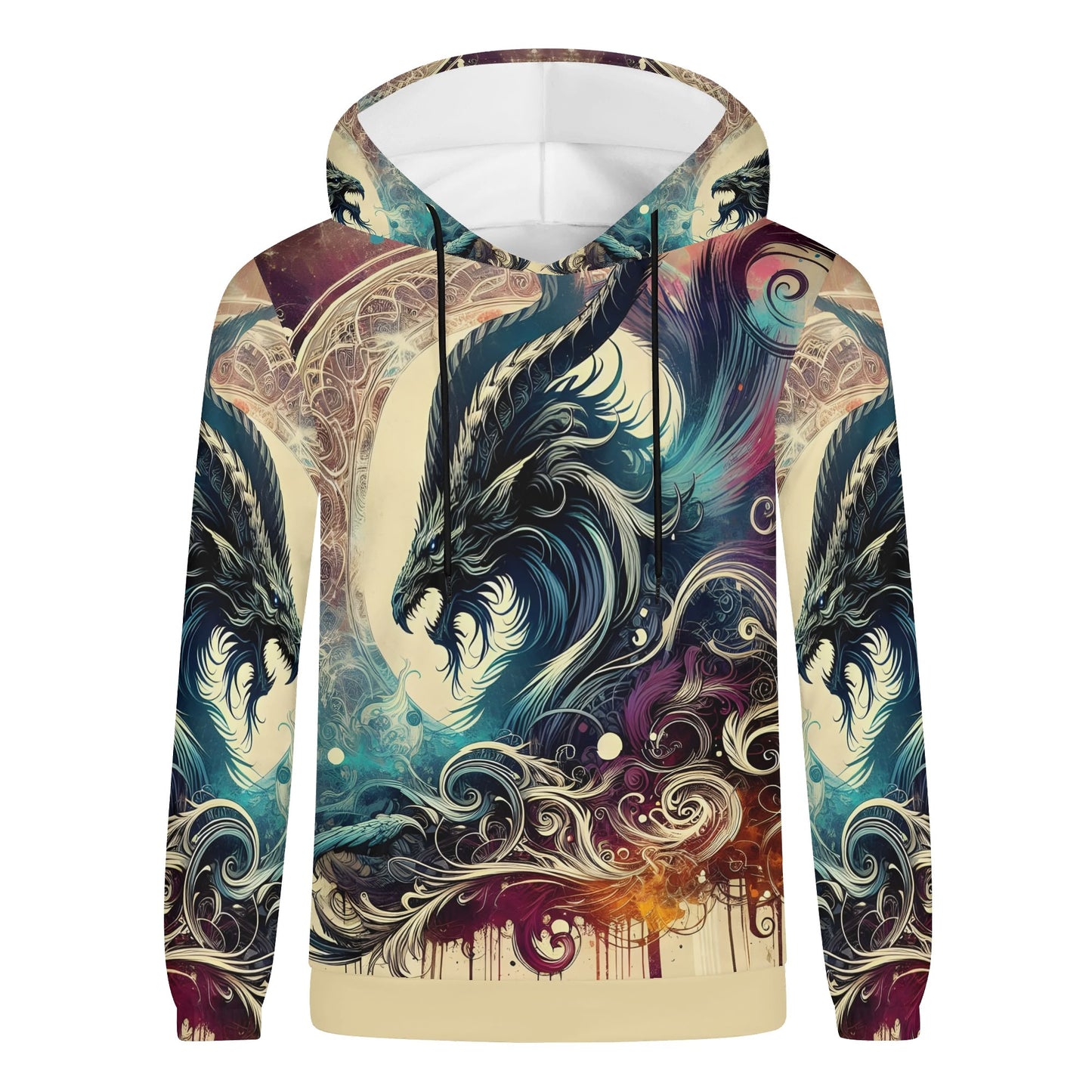 Dragons Fury cotton terry hoodie by Loud and Lethal with detailed dragon graphic and vibrant swirling colors