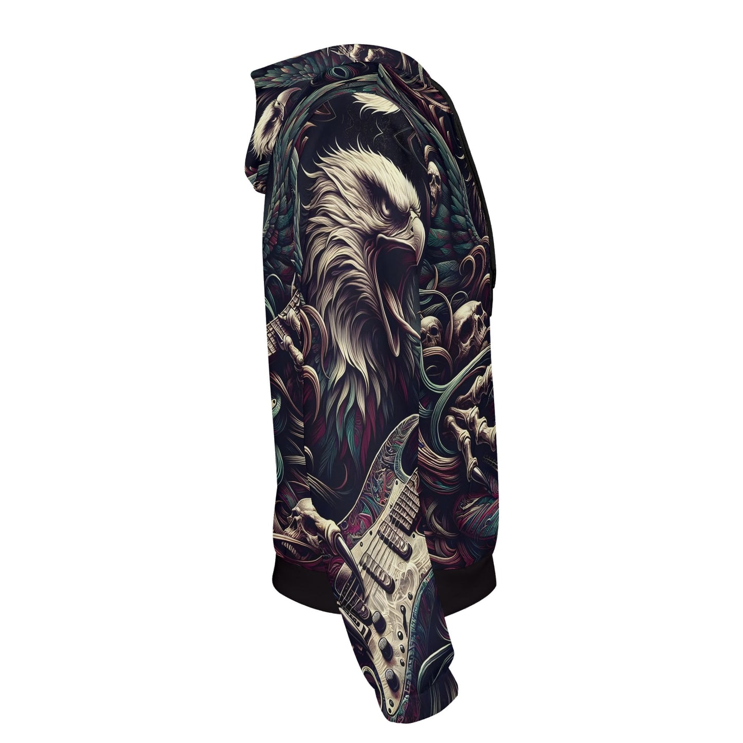 Loud and Lethal Eagle Rock cotton terry hoodie with detailed eagle and guitar graphic design