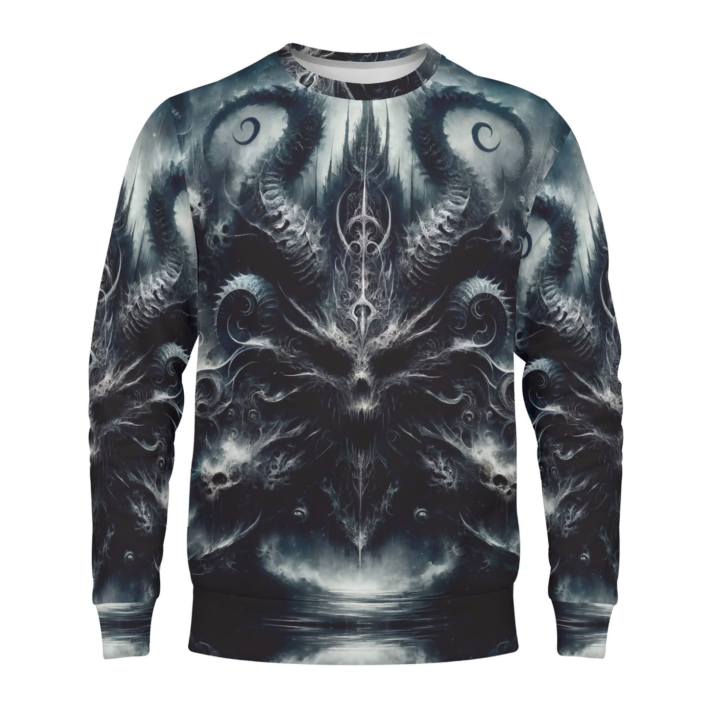 Loud and Lethal unisex sweatshirt with dark tentacle skull print Ashen Spiral of the Endborn Poly French Terry Sweatshirt.