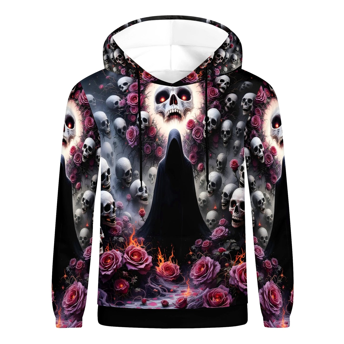 Loud and Lethal Enigmatic Symphony Cotton Terry hoodie with skulls, roses, and dark fantasy design