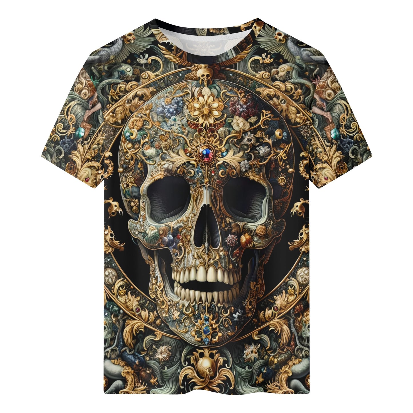 Forbidden Luxury 100 Cotton T-Shirt featuring a detailed ornate skull design on a unisex tee by Loud and Lethal