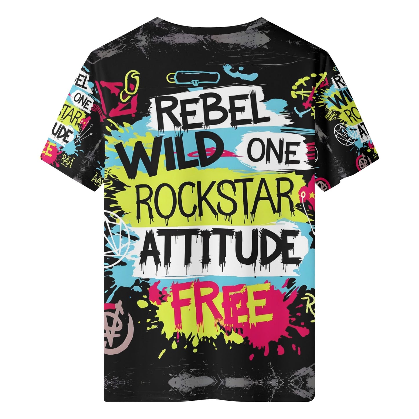 Freedom Pulse Organic Cotton Kids T-Shirt with colorful rebel wild rockstar attitude graphic on black