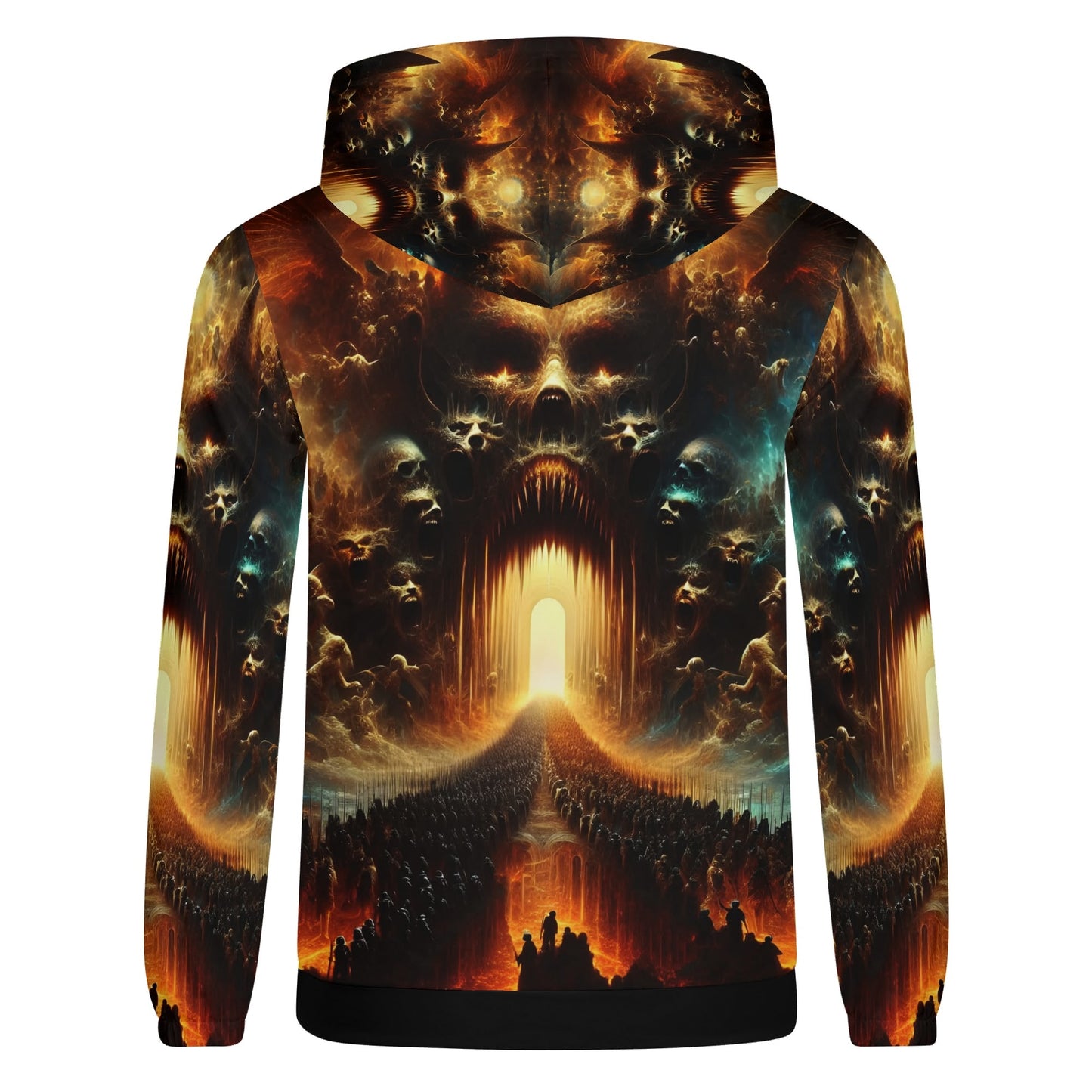 Ghost Division Poly French Terry hoodie by Loud and Lethal with dark fantasy skull and fiery pathway design