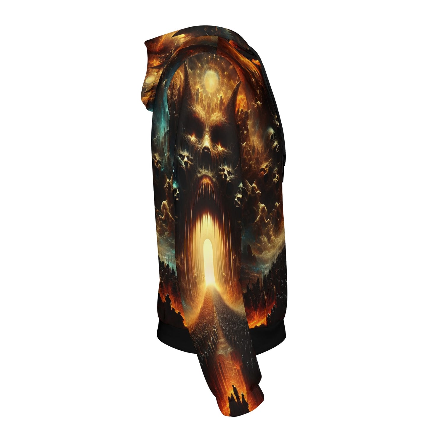 Side view of Ghost Division Poly French Terry hoodie by Loud and Lethal with dark fantasy artwork