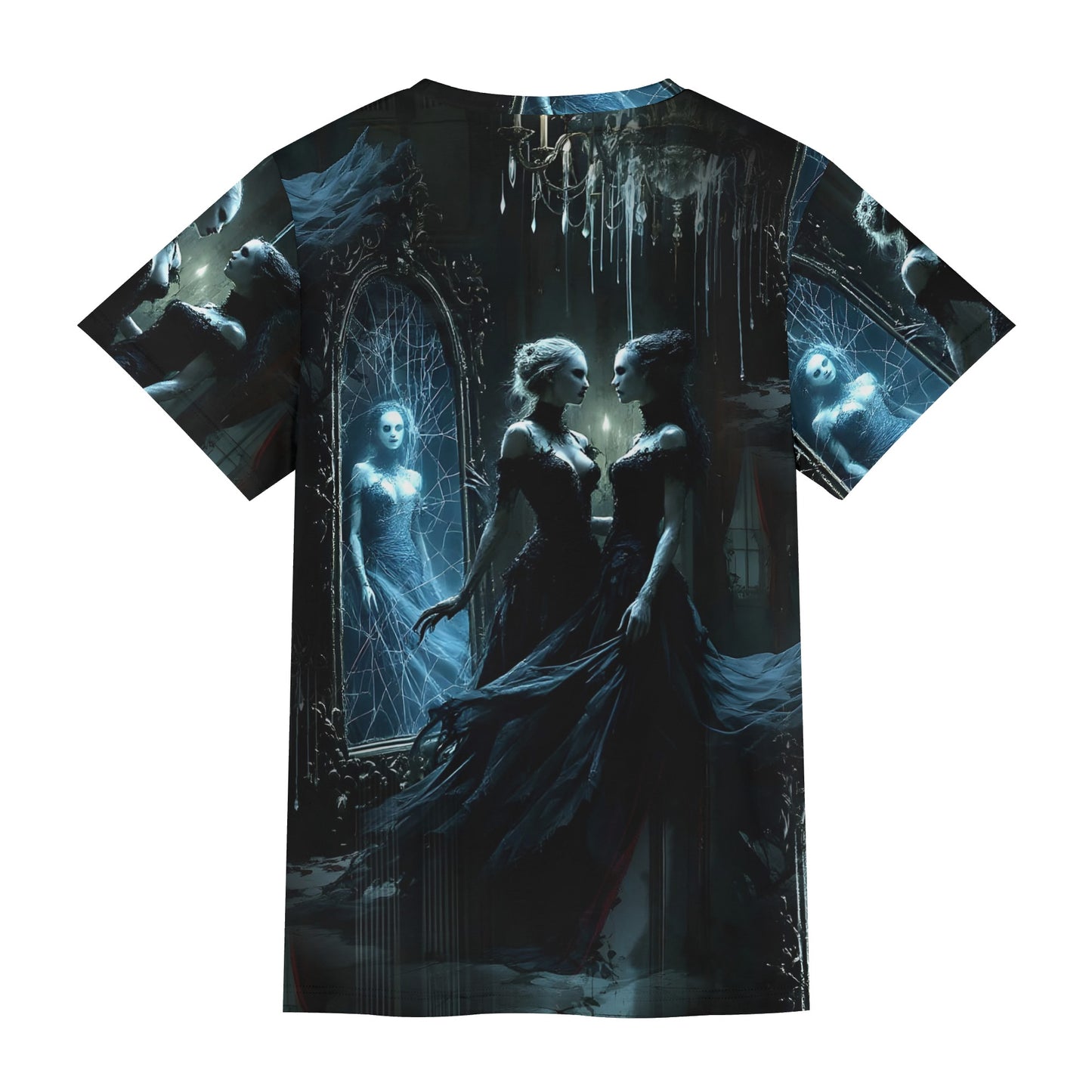 Ghosts in the Glass Organic Cotton T-Shirt by Loud and Lethal featuring eerie ghostly figures and dark gothic design