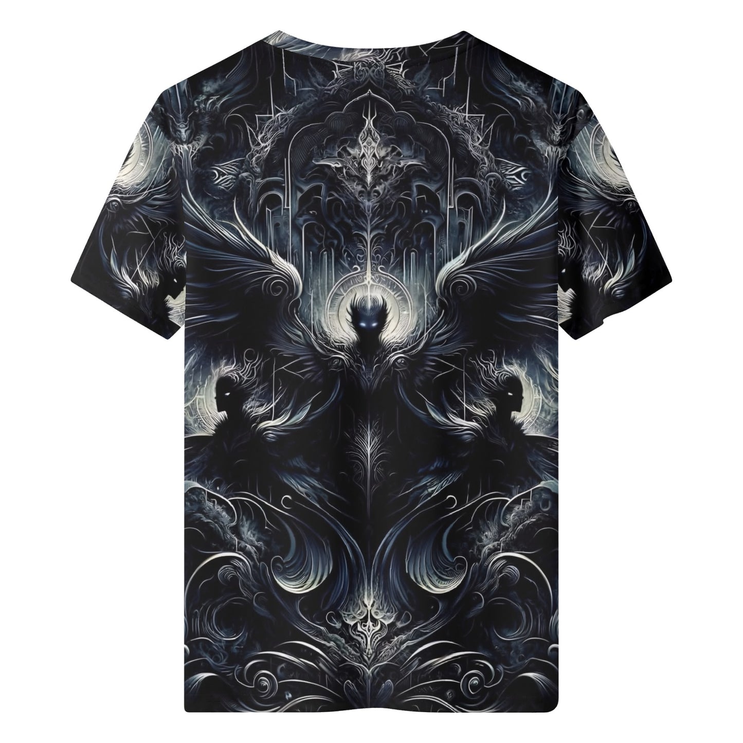 Gilded Wings of Dusk Organic Cotton T-Shirt featuring dark fantasy winged design by Loud and Lethal