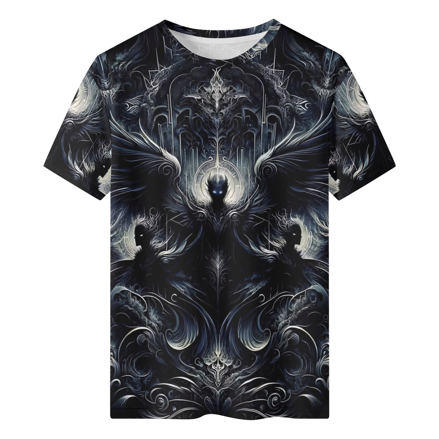 Gilded Wings of Dusk Organic Cotton T-Shirt by Loud and Lethal with dark fantasy winged design