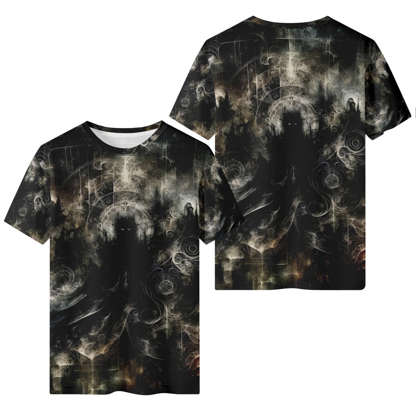 Gothic Apparition 100 Cotton T-Shirt by Loud and Lethal featuring dark ghostly figure design on black unisex tee