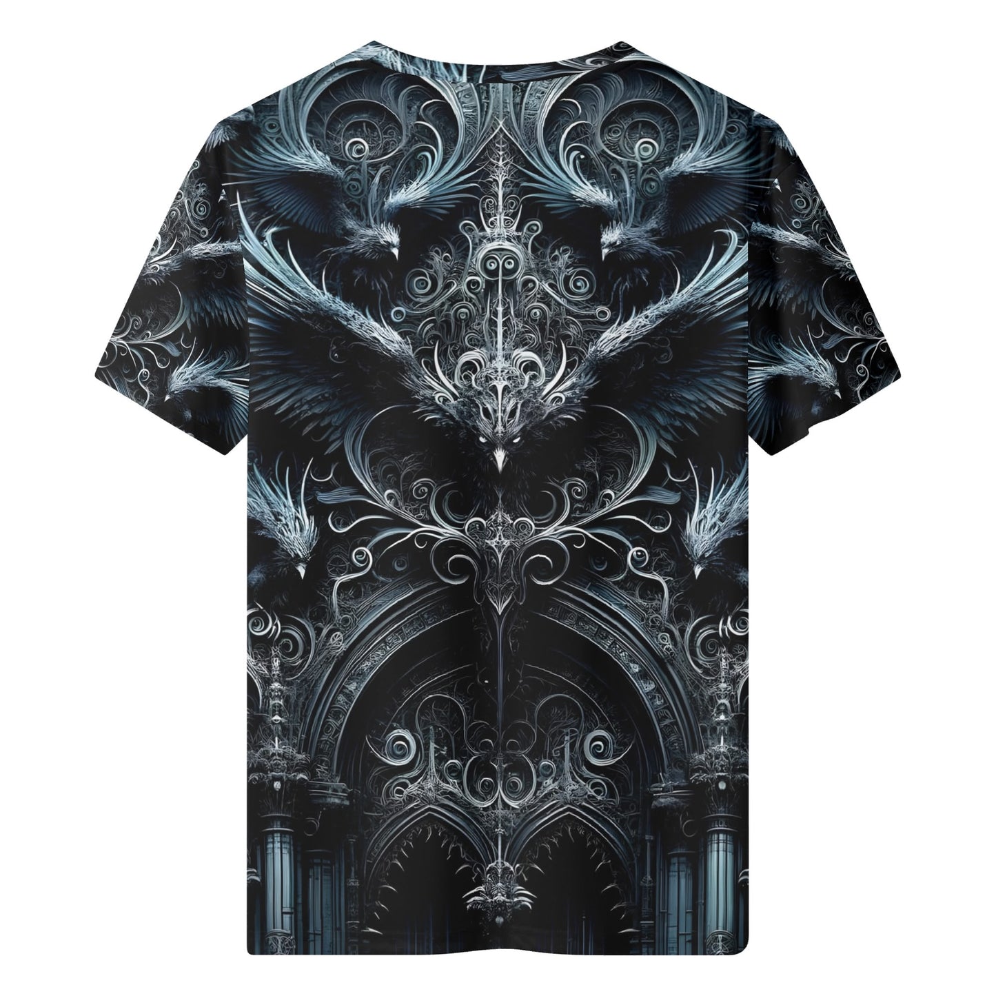 Loud and Lethal Gothic Flight 100 Cotton T-SHIRT with intricate gothic design and flying ravens