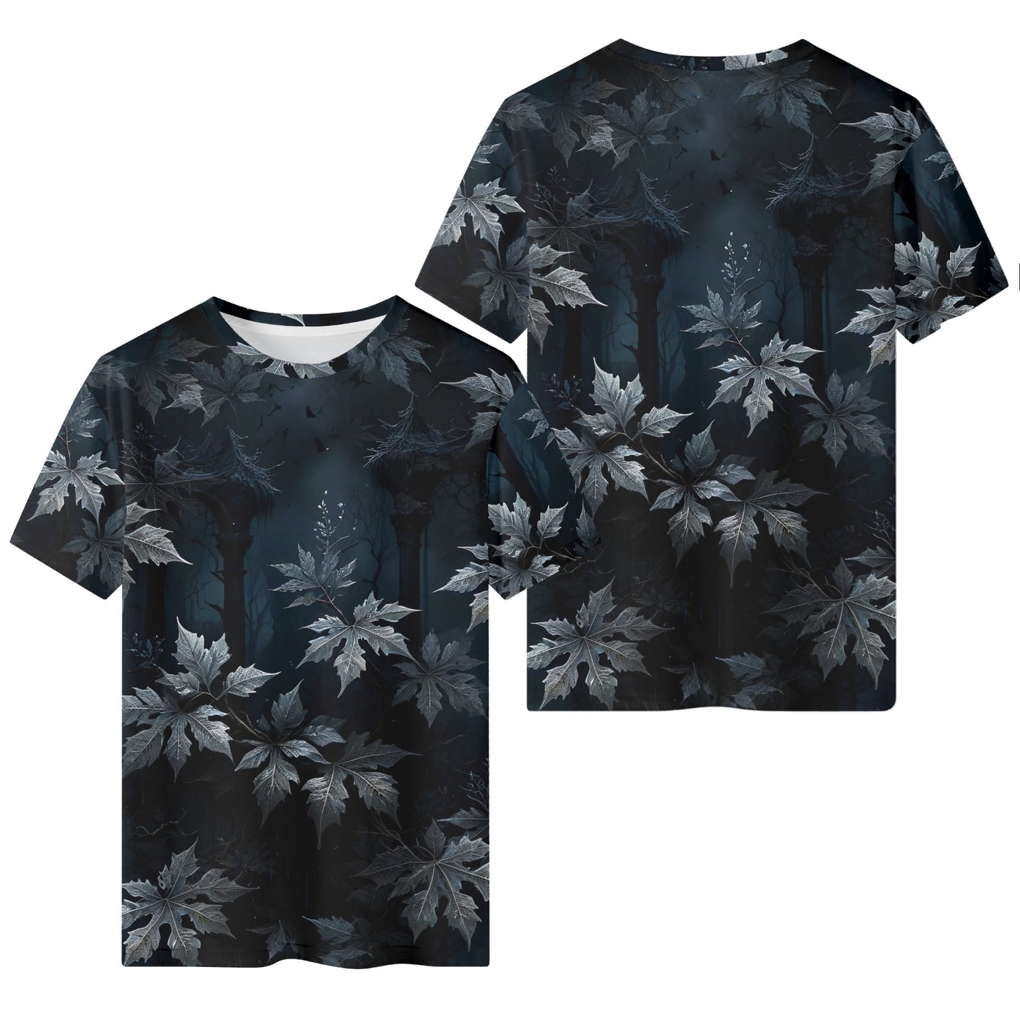 Loud and Lethal Gothic Overgrowth 100 Cotton T-Shirt with dark gothic leaf pattern unisex tee