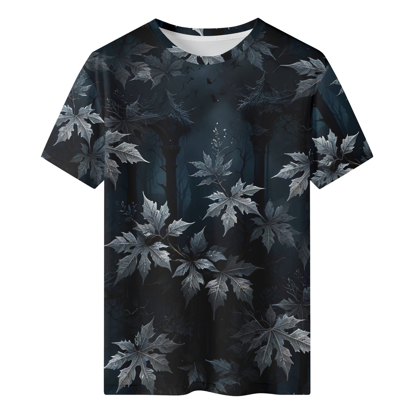 Loud and Lethal Gothic Overgrowth 100 Cotton T-Shirt with dark leaf pattern unisex design