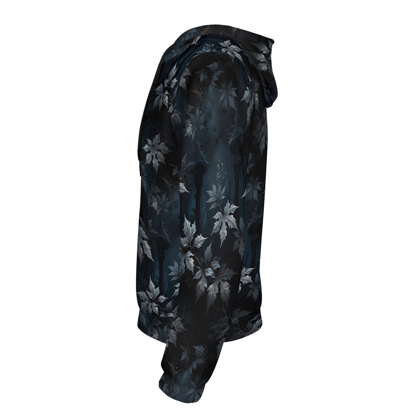 Loud and Lethal Gothic Overgrowth Cotton Terry Hoodie hoodie in black with dark floral pattern and hood