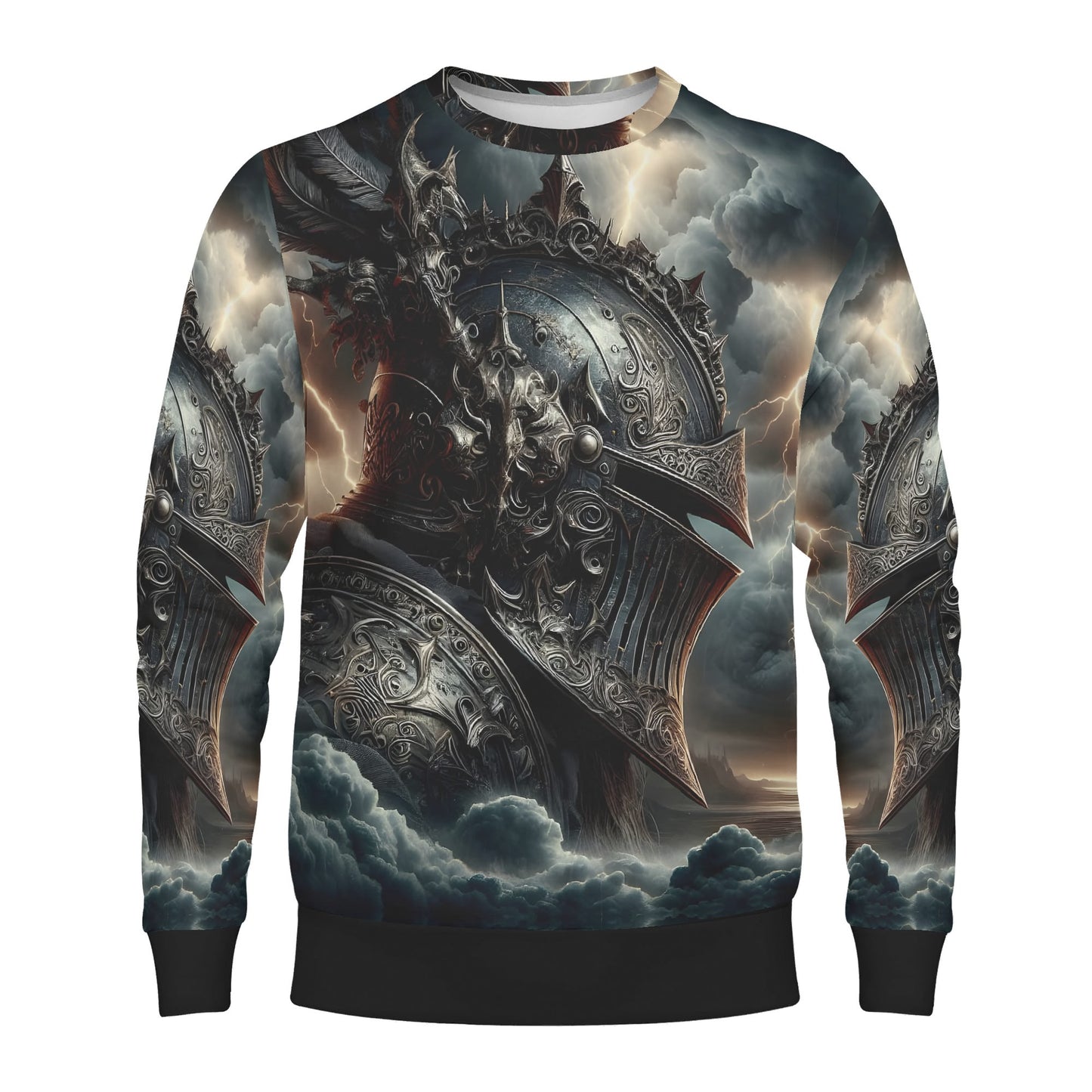 Loud and Lethal Darkbolt Knight Poly French Terry Sweatshirt unisex sweater with storm knight armor print