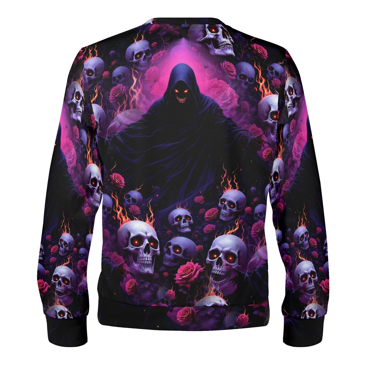 Loud and Lethal unisex sweater with skulls reaper and roses graphic Eternal Defiance Cotton Terry Sweatshirt