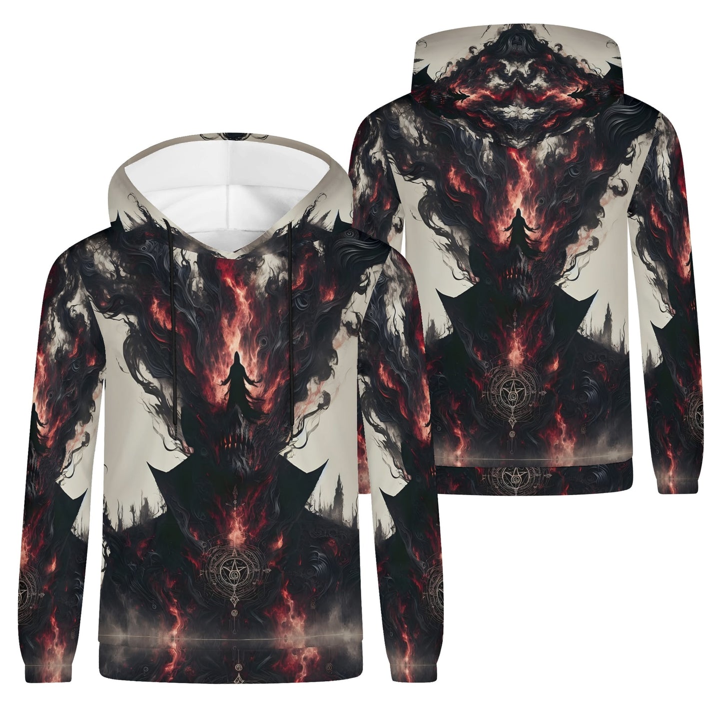 Loud and Lethal Heretics Embrace Poly French Terry hoodie with dark fiery graphic design unisex hoodie