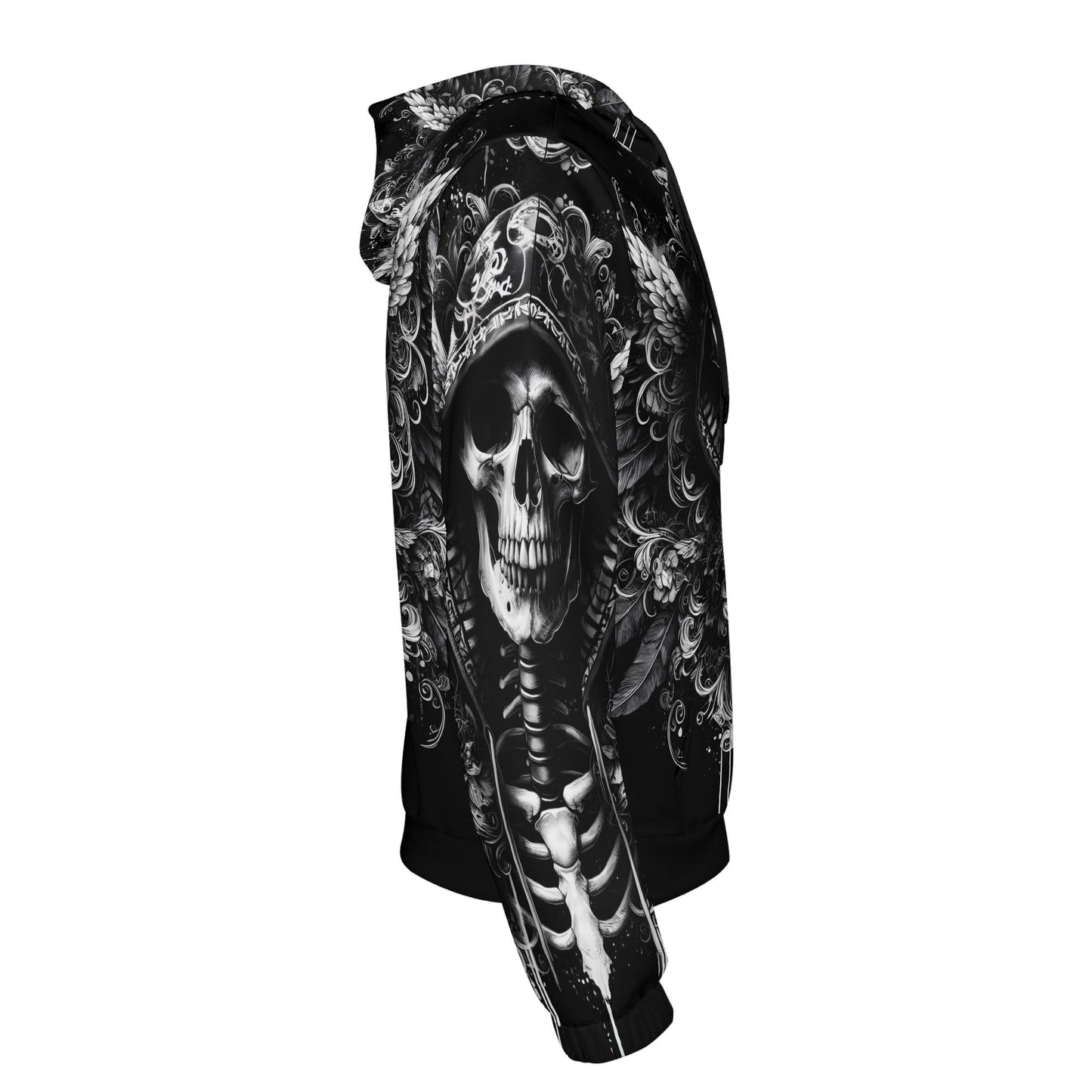 Loud and Lethal Hooded Fury Cotton Terry hoodie with black and white skull and skeleton design