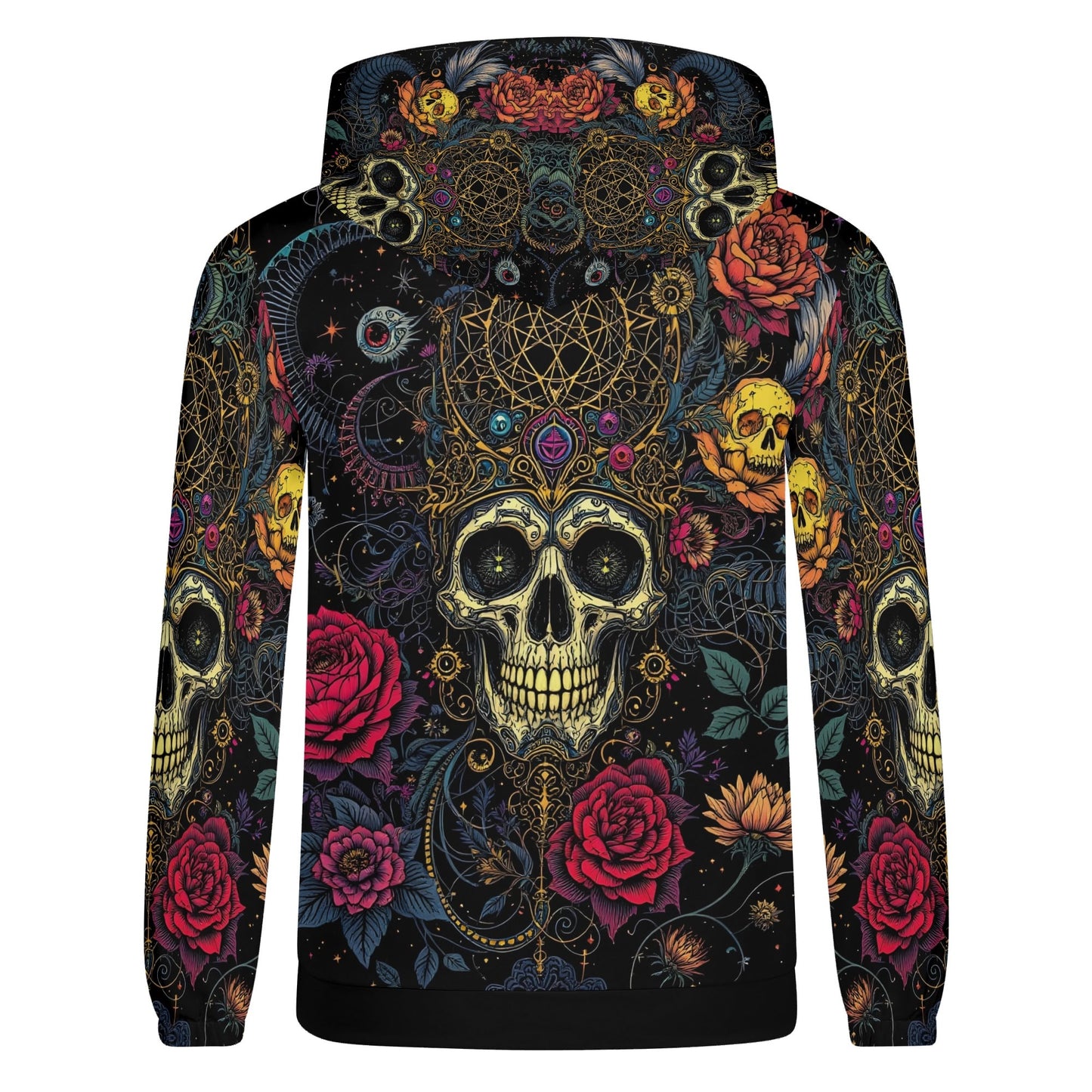 Infernal Bloom Poly French Terry hoodie by Loud and Lethal featuring skull and floral gothic design