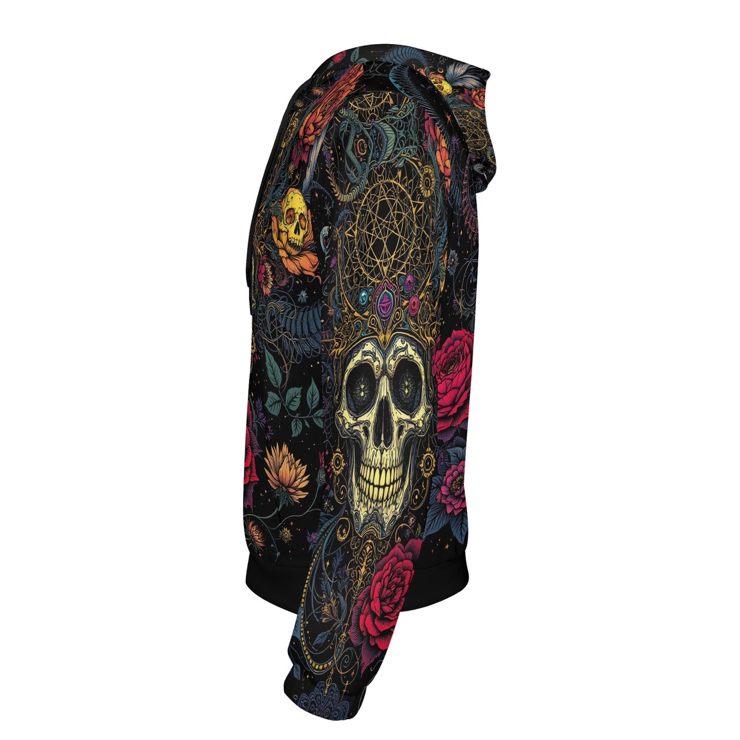 Loud and Lethal Infernal Bloom Poly French Terry hoodie with detailed skull and floral design unisex hoodie