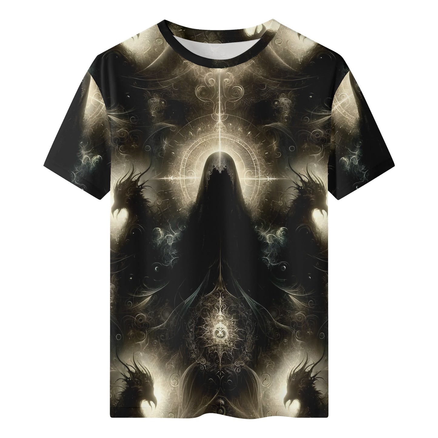 Keeper of the Obsidian Wings Lycra T-Shirt by Loud and Lethal with dark fantasy winged design