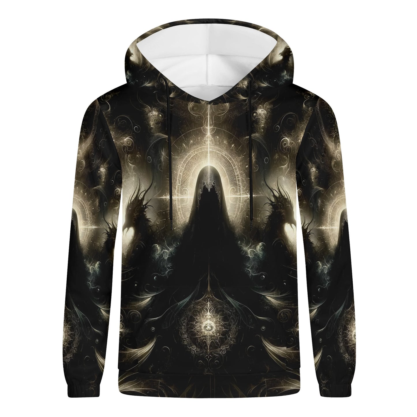 Keeper of the Obsidian Wings Poly French Terry hoodie by Loud and Lethal with dark mystical winged design