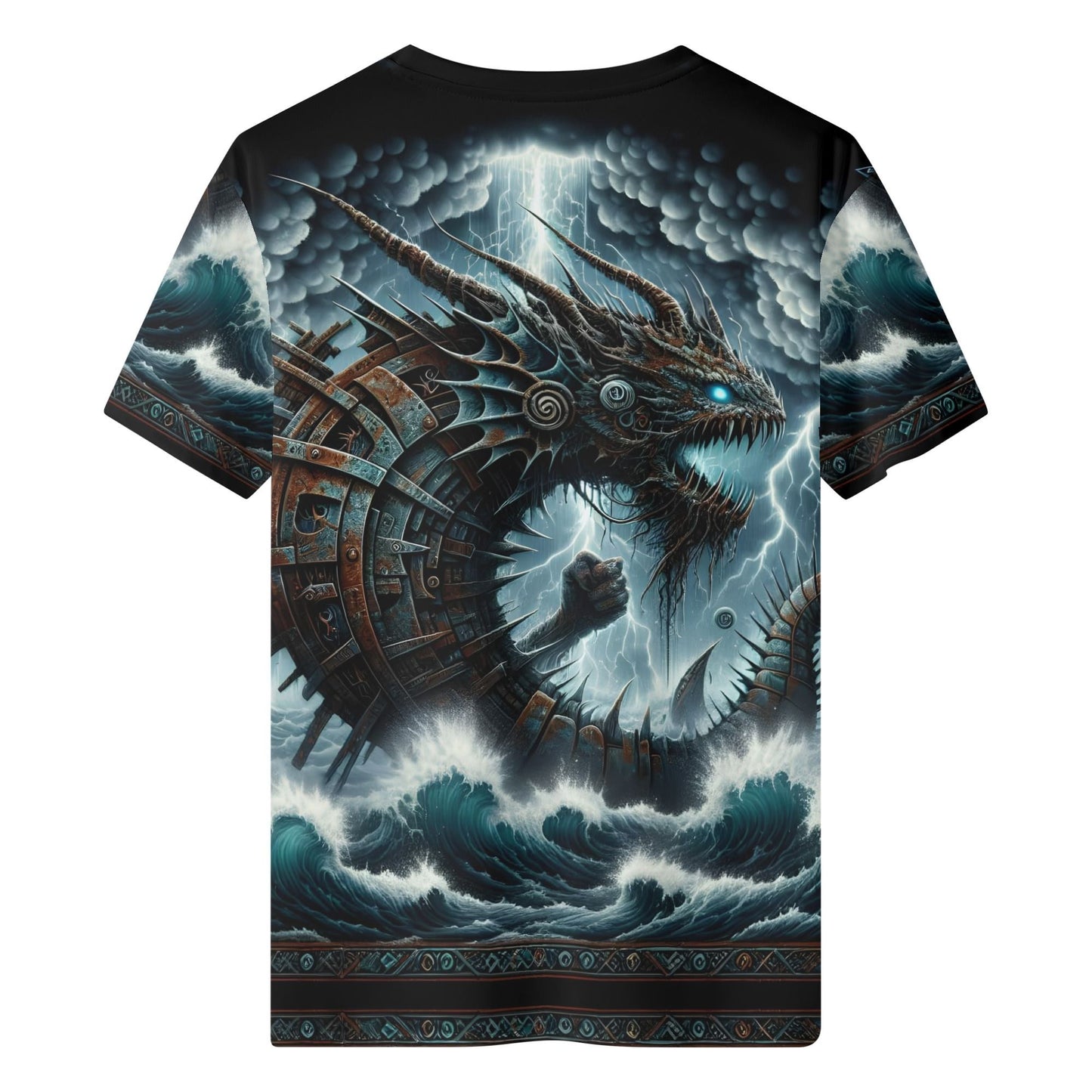 Leviadrake Organic Cotton Kids T-Shirt with dark stormy sea dragon design from Loud and Lethal