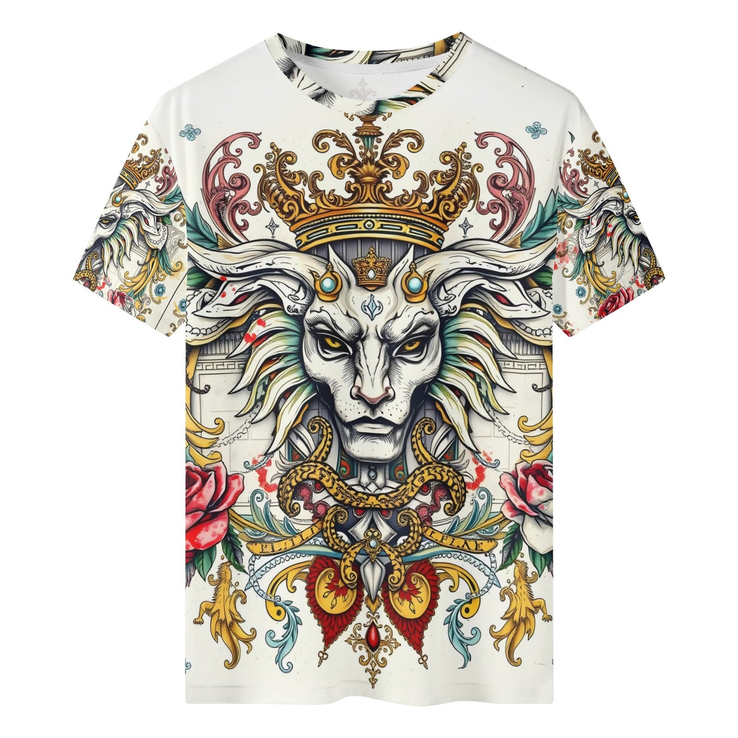 Mystical Majesty Lycra T-Shirt Loud & Lethal Limited Edition. Unisex tee with crowned goat face and baroque floral print