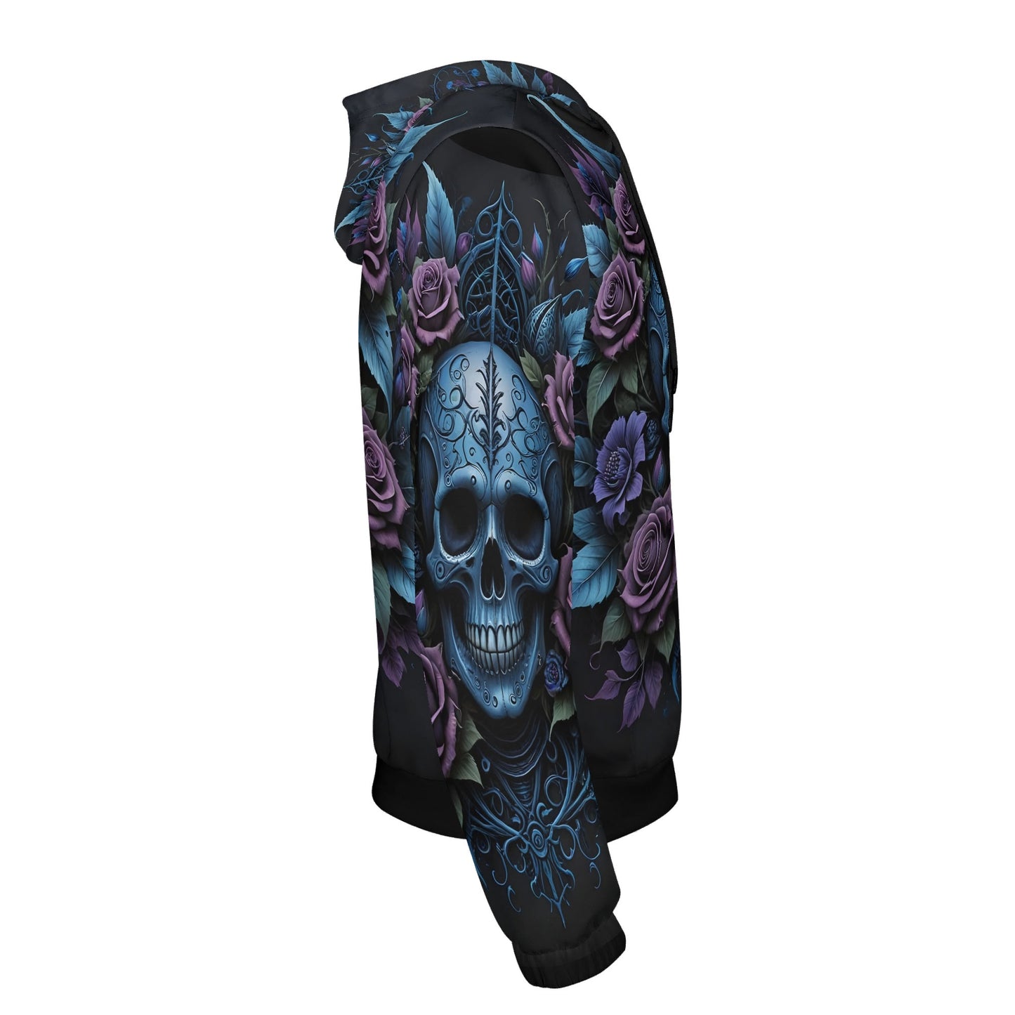 Lush Decay Poly French Terry hoodie by Loud and Lethal with dark skull and purple rose design
