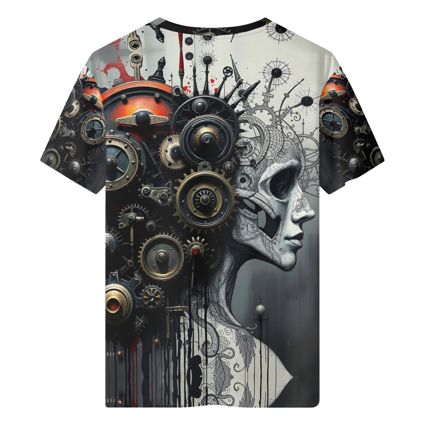 Loud and Lethal Mech and Flesh 100 Cotton T-Shirt featuring detailed mechanical and skeletal design