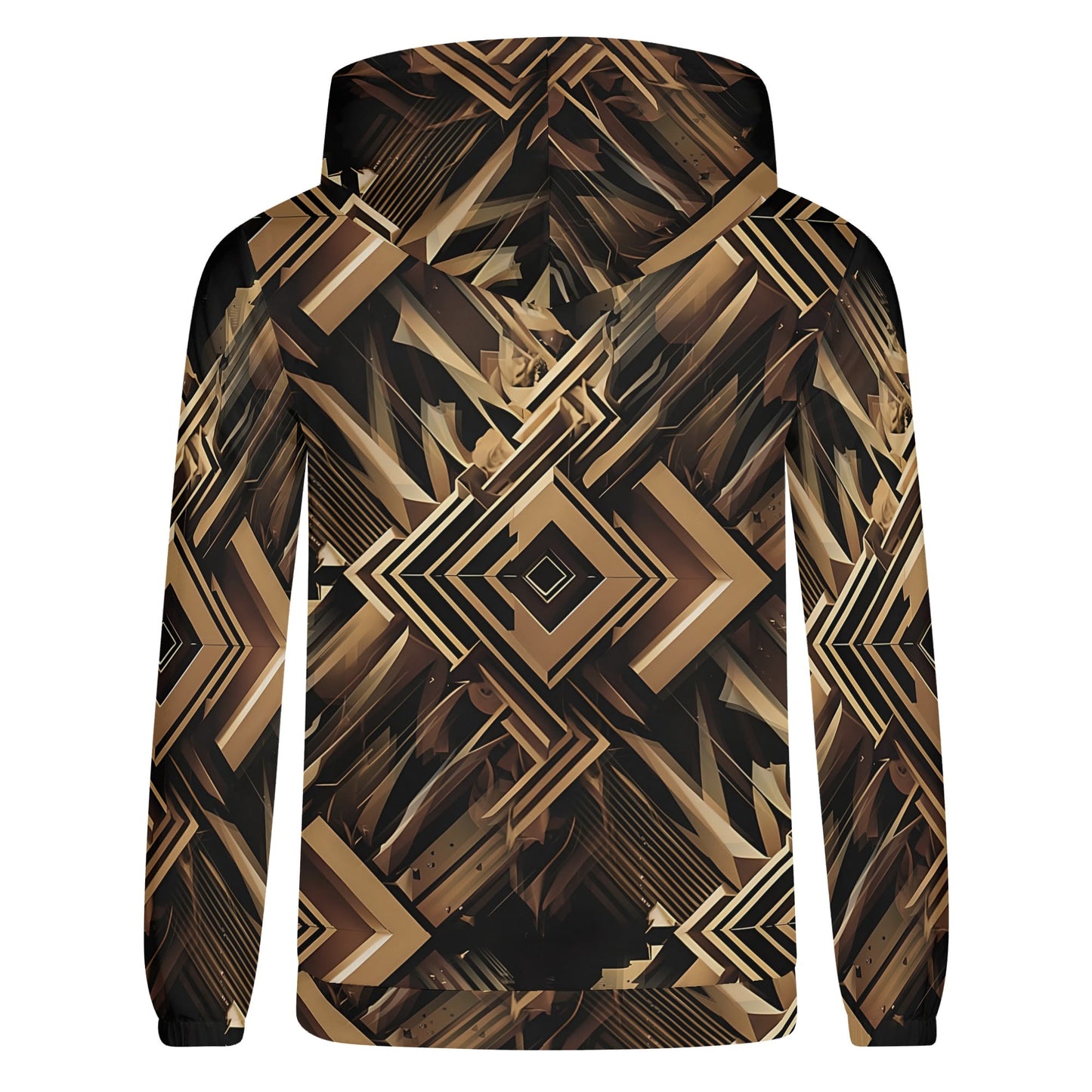Loud and Lethal Metallic Maze poly french terry hoodie with geometric brown and black pattern unisex