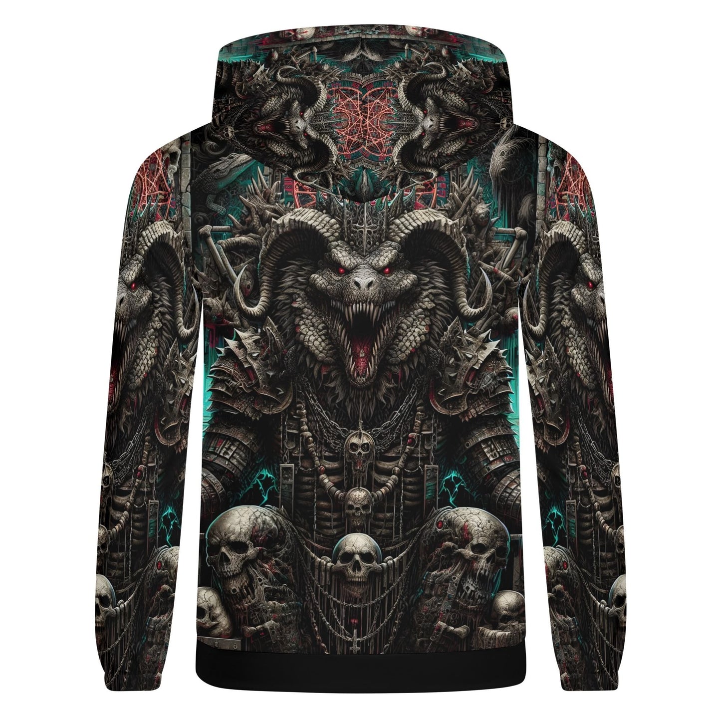 Mythical Monsters Ammit Poly French Terry Hoodie with dark fantasy creature design and skulls on back
