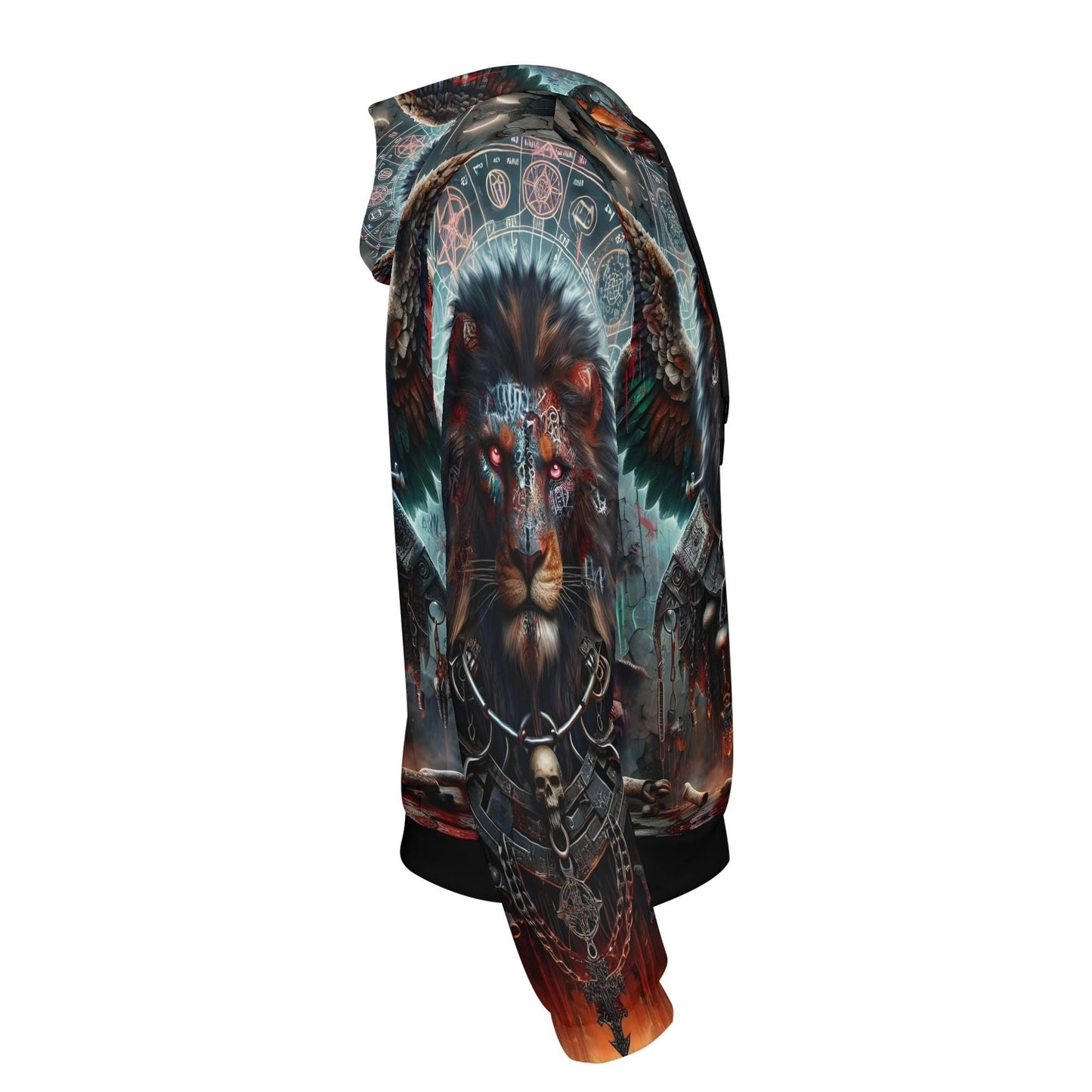 Mythical Monsters Anzu Poly French Terry Hoodie by Loud and Lethal featuring detailed lion and mystical designs