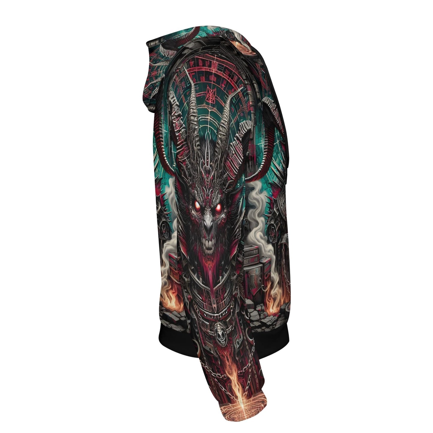 Mythical Monsters Baphomet Poly French Terry Hoodie by Loud and Lethal with dark detailed demon design