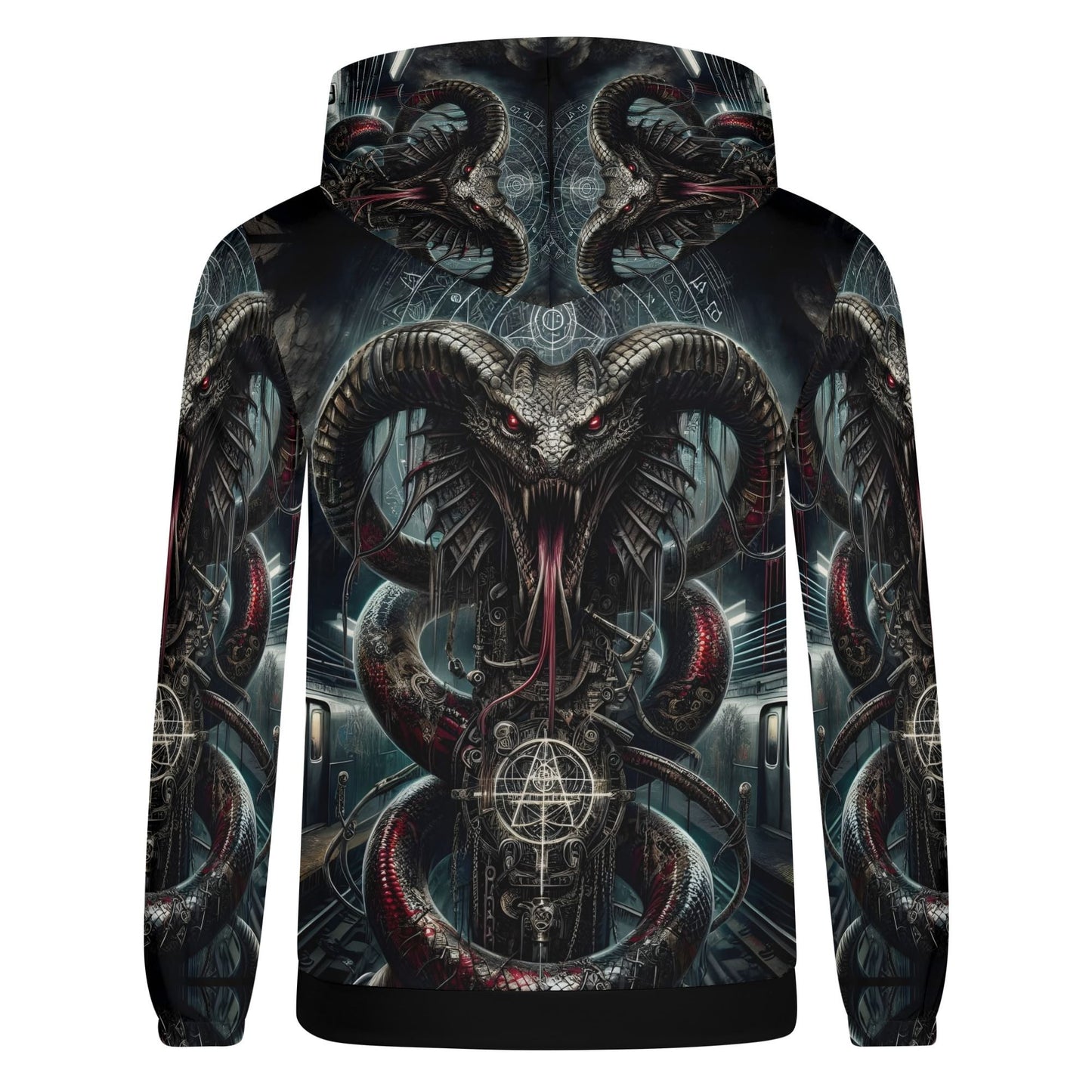 Mythical Monsters Jormungandr Poly French Terry Hoodie with detailed serpent design and dark fantasy artwork