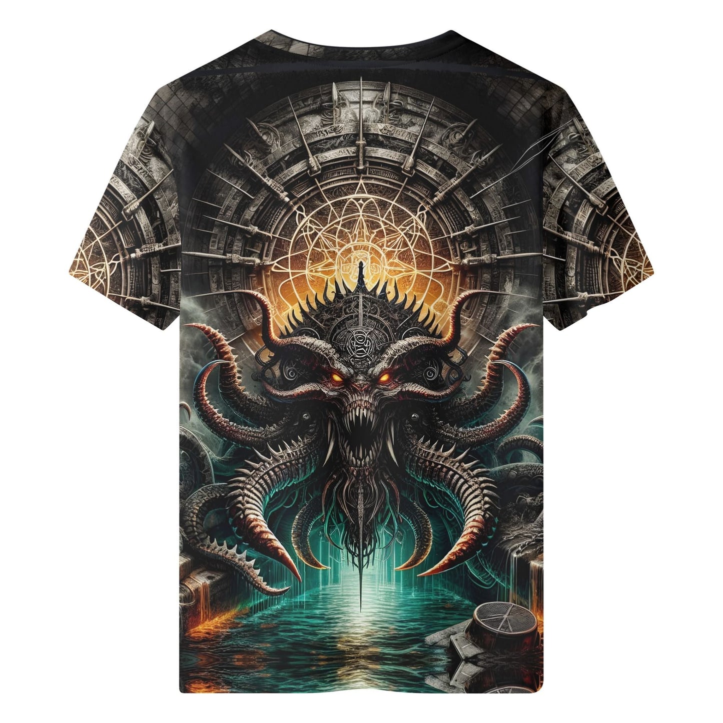 Mythical Monsters Kraken Organic Cotton T-Shirt featuring detailed Kraken sea monster design in dark fantasy style