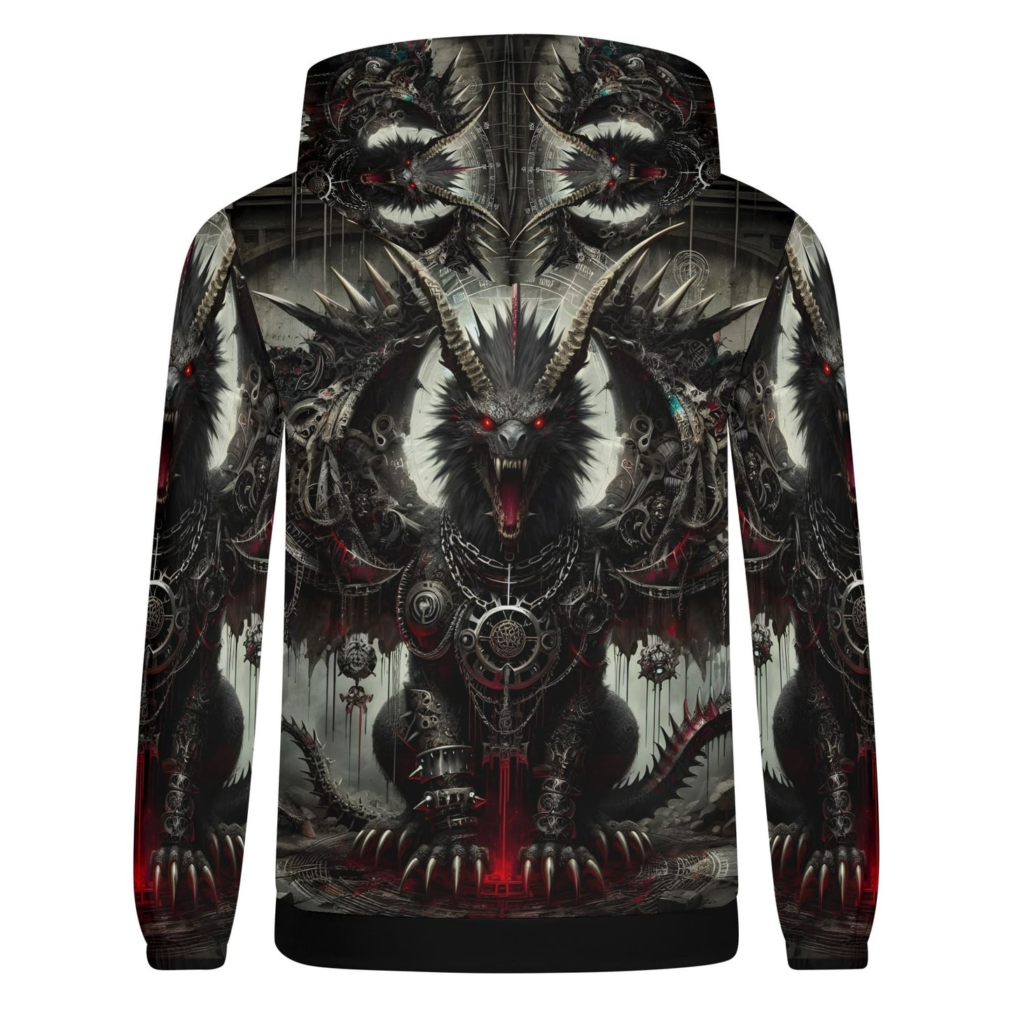 Mythical Monsters Manticore Poly French Terry Hoodie by Loud and Lethal with dark fantasy monster design
