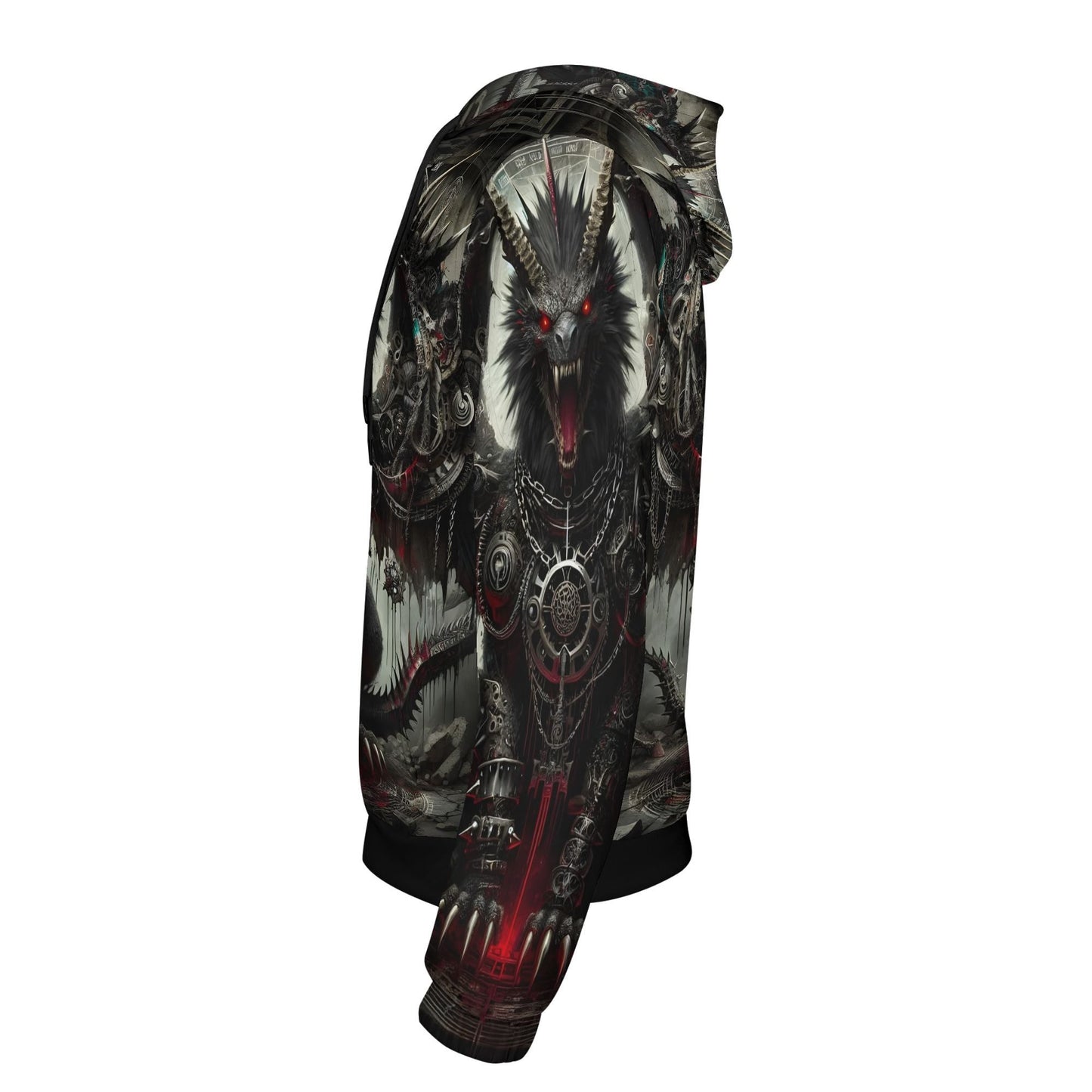 Loud and Lethal Mythical Monsters Manticore Poly French Terry Hoodie with dark detailed monster design