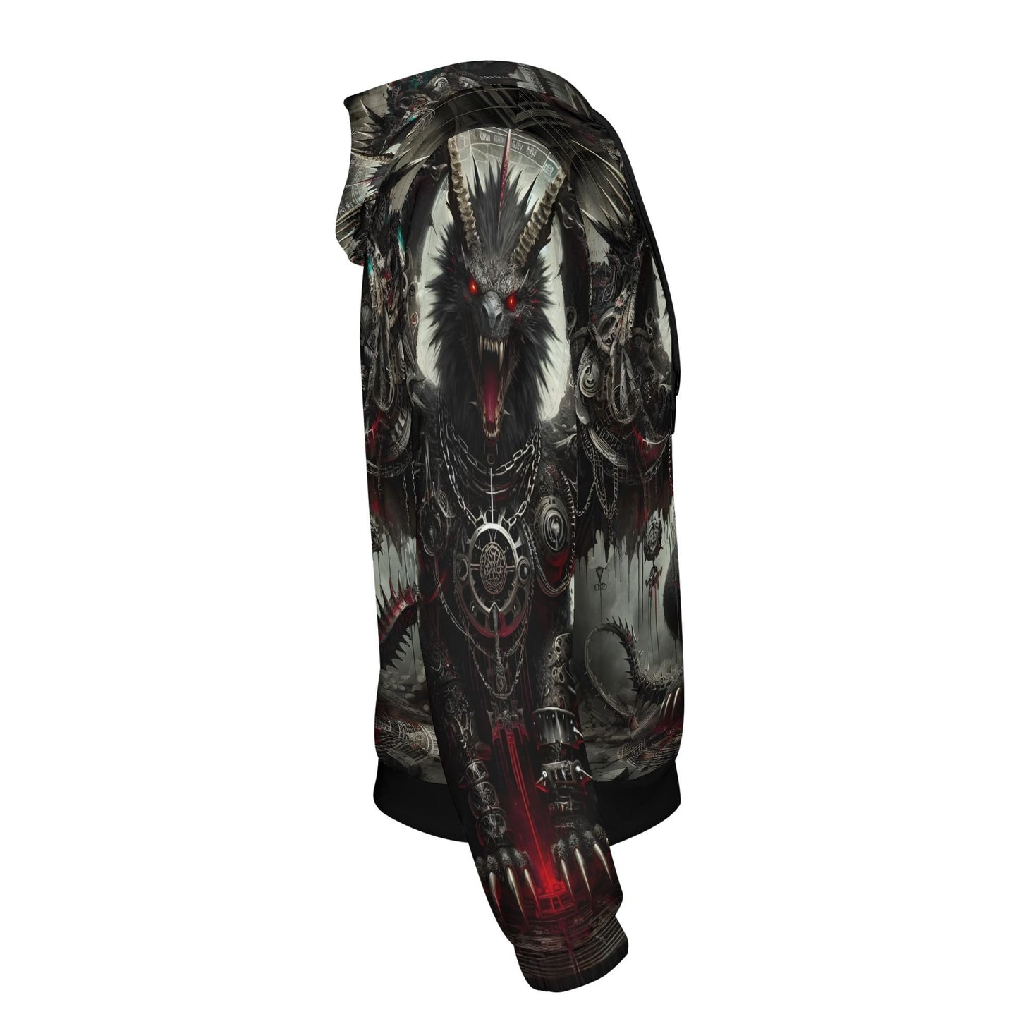Loud and Lethal Mythical Monsters Manticore Poly French Terry Hoodie with dark mythical creature design