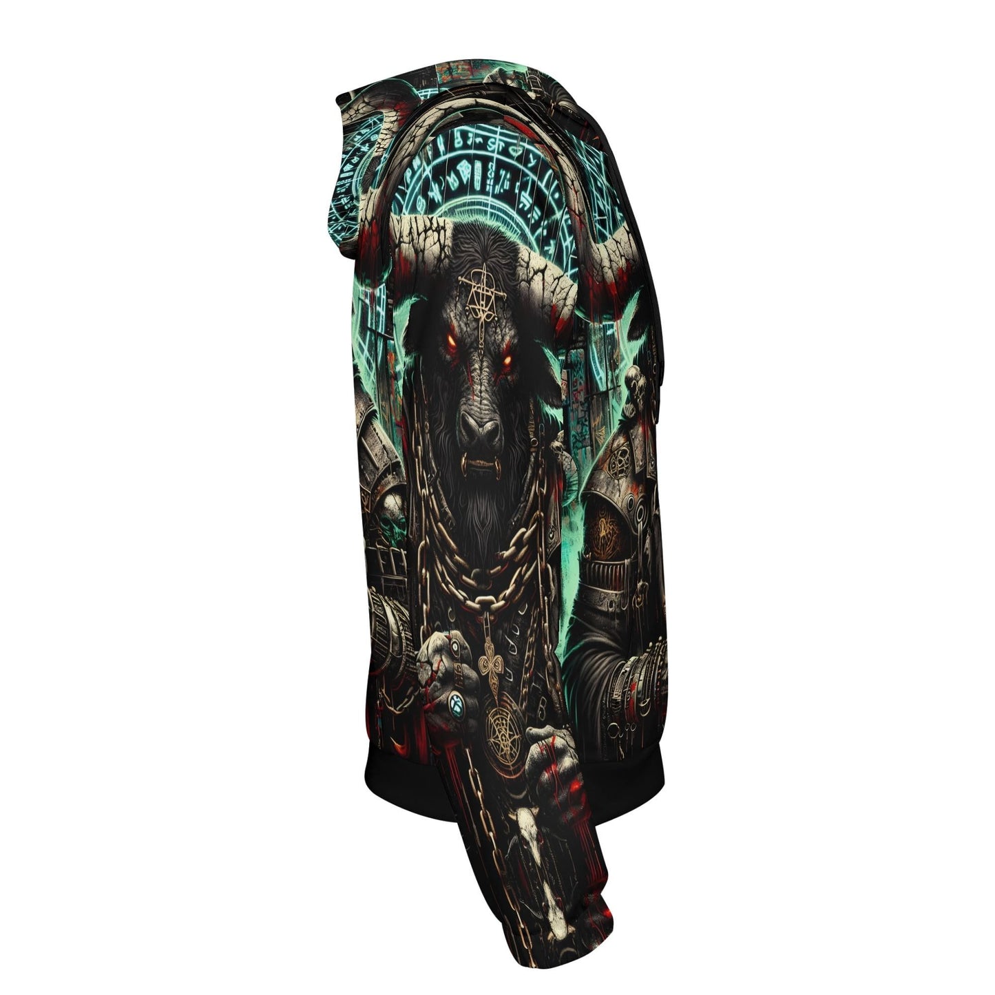 Mythical Monsters Minotaur Poly French Terry Hoodie by Loud and Lethal with detailed monster graphic and chains design